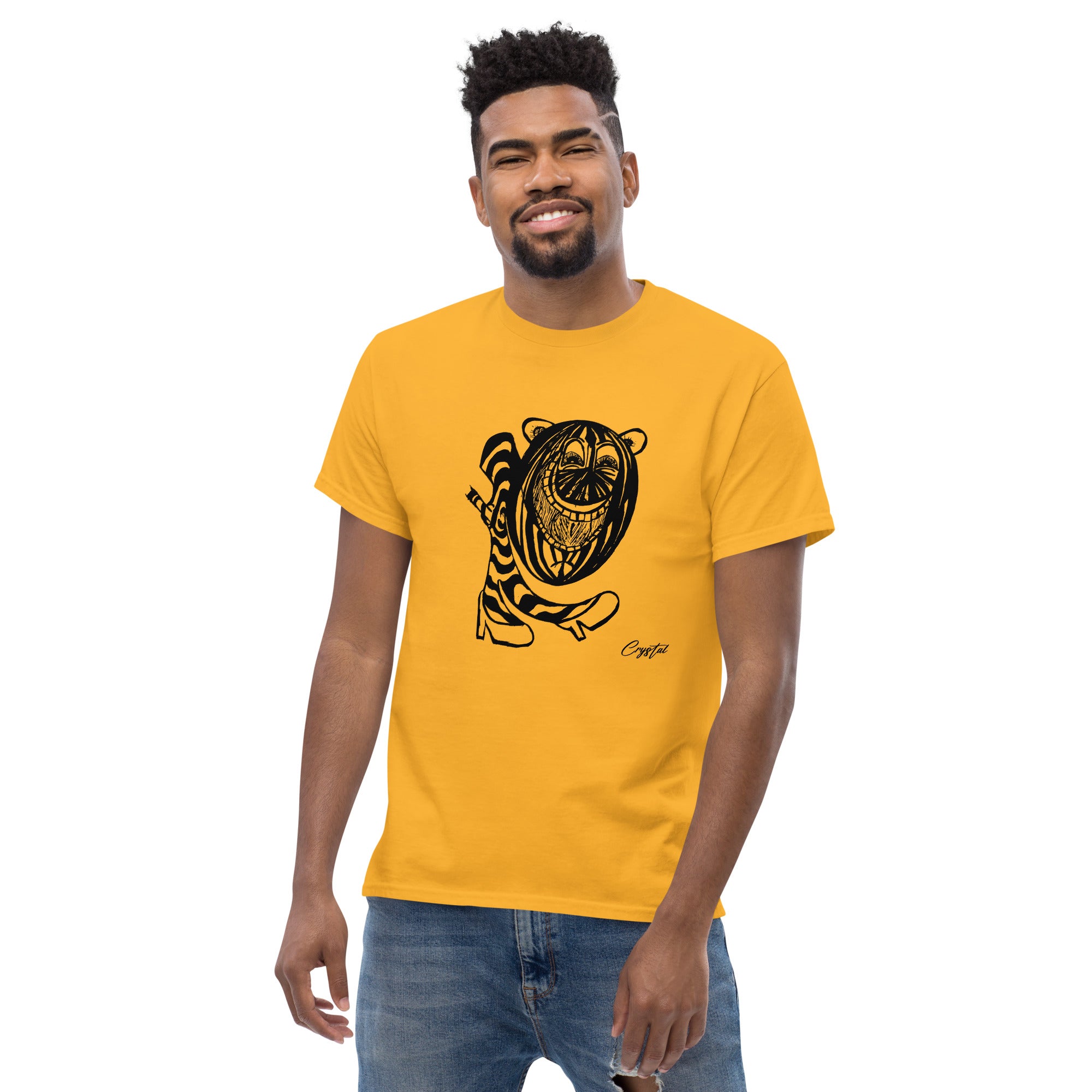 LGBTQ-Inspired Abstract Drawing of Genderless Watermellon Cat or BearInspired Character In High Heeled Shoes - Cute & Creepy "Stay Weird" Cartoon Illustration Men's classic tee