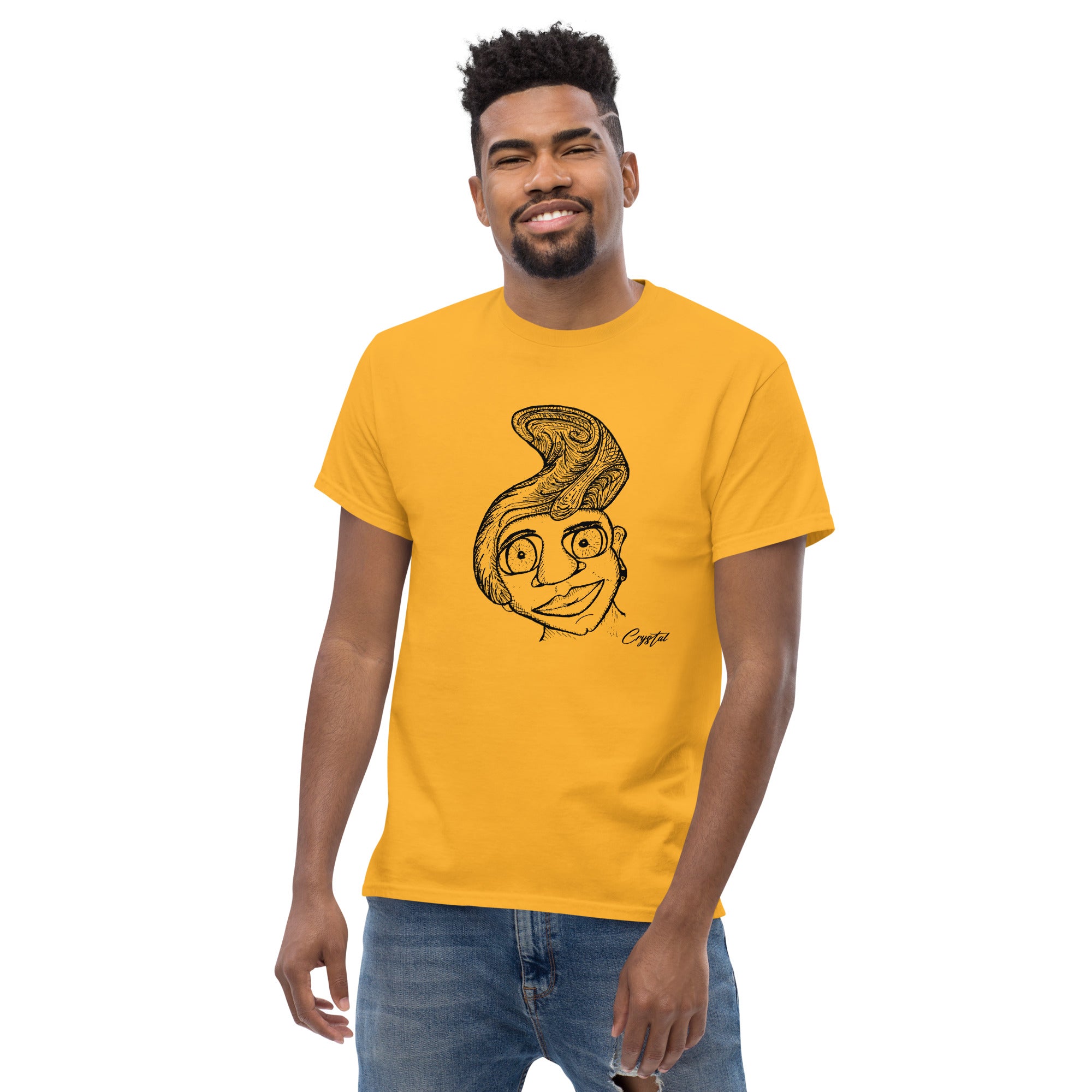 Genderless Person with Great Hair and Big Eyes - Cute & Creepy "Stay Weird" Cartoon Illustration Men's classic tee