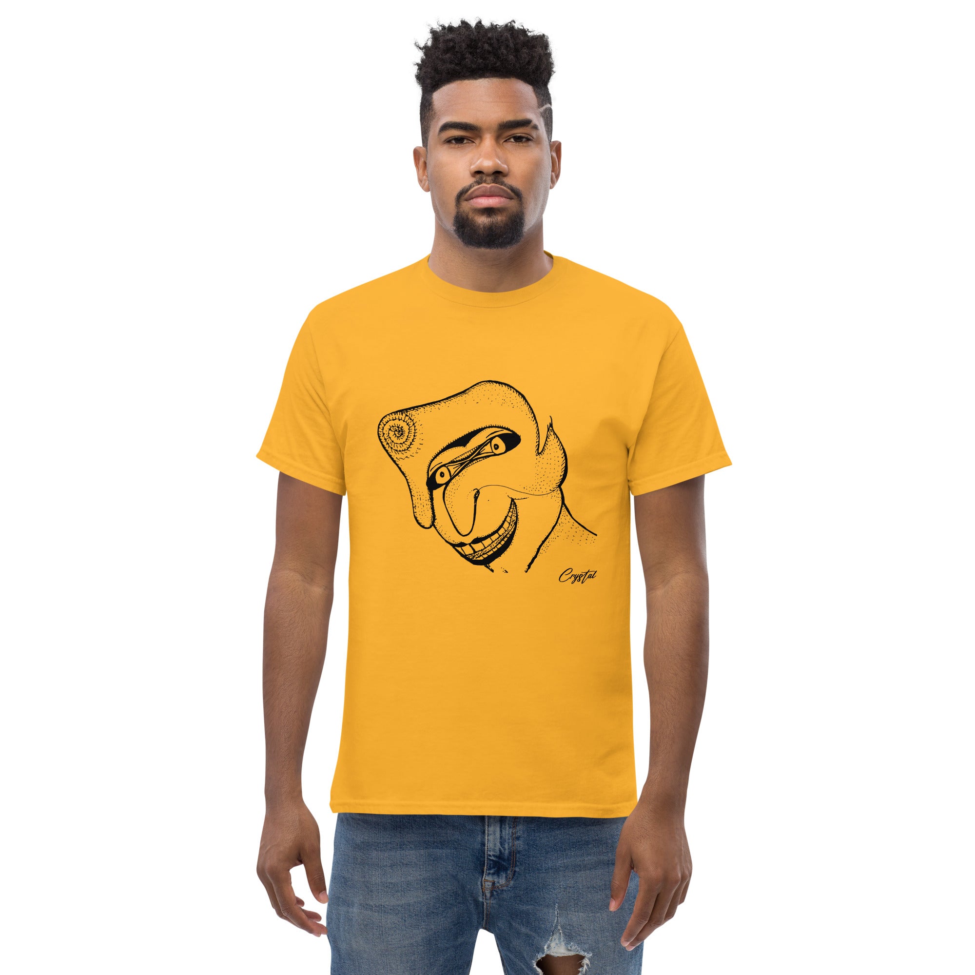 Genderless Face With Mask, Big Hair, Big Teeth & Cleft Chin - Cute & Creepy "Stay Weird" Cartoon Illustration Men's classic tee