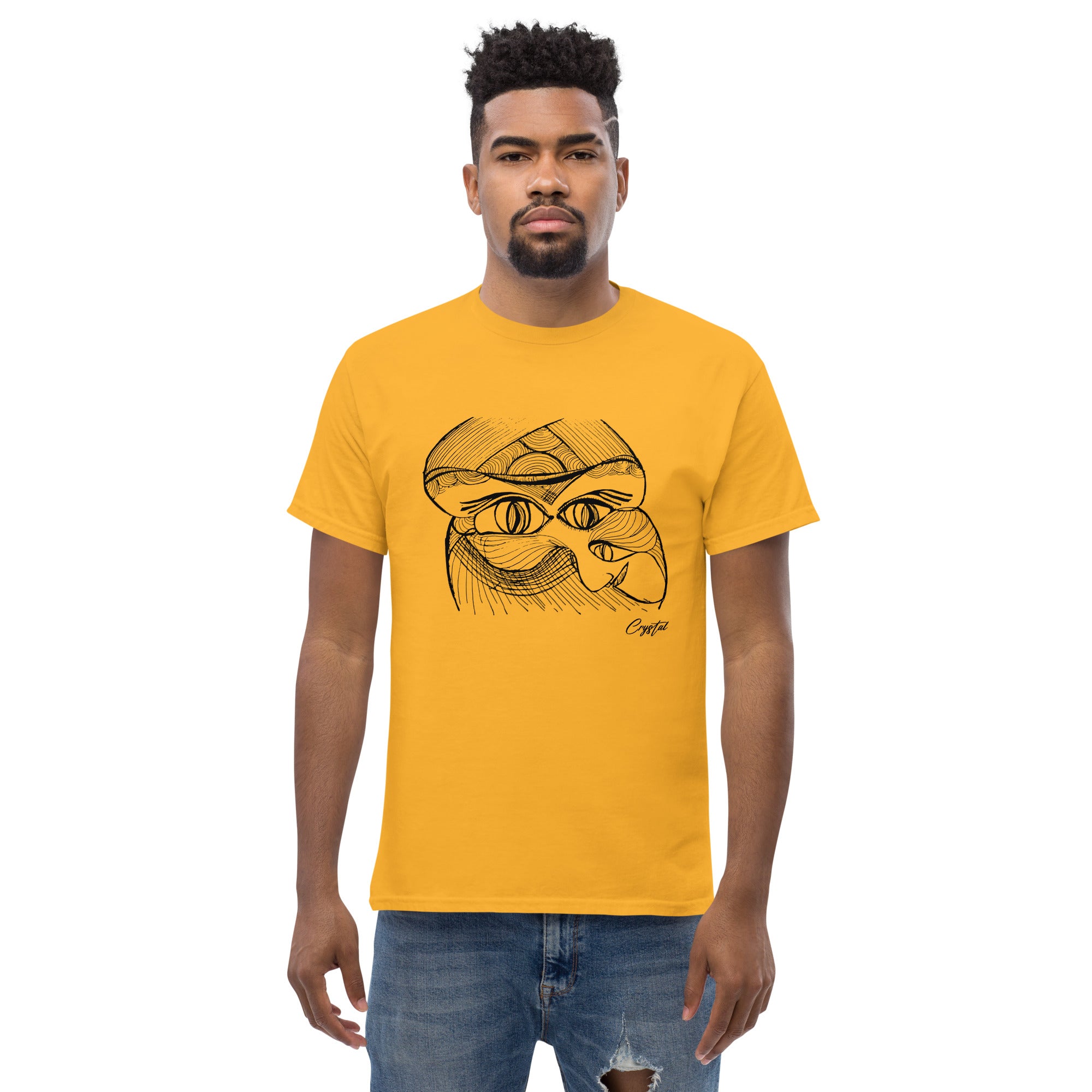Genderless Face with Ornate Pattern and Four Eyes - Cute & Creepy "Stay Weird" Cartoon Illustration Men's classic tee