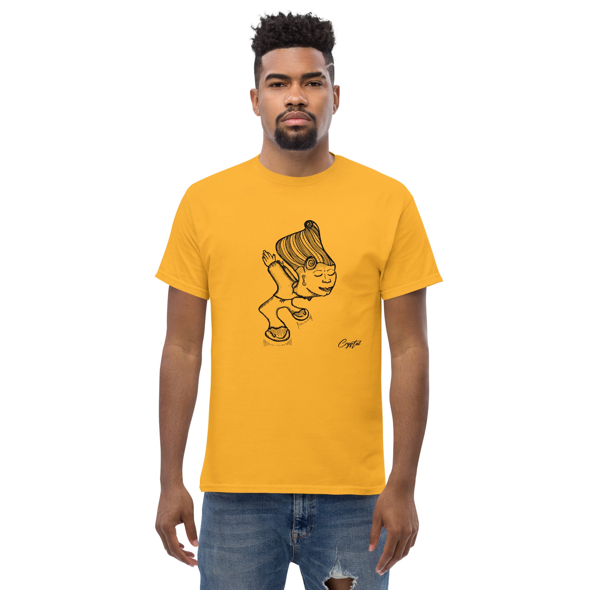 Genderless Person with Great Hair Bowing in Reverence or Gratitude - Cute & Creepy "Stay Weird" Cartoon Illustration Men's classic tee