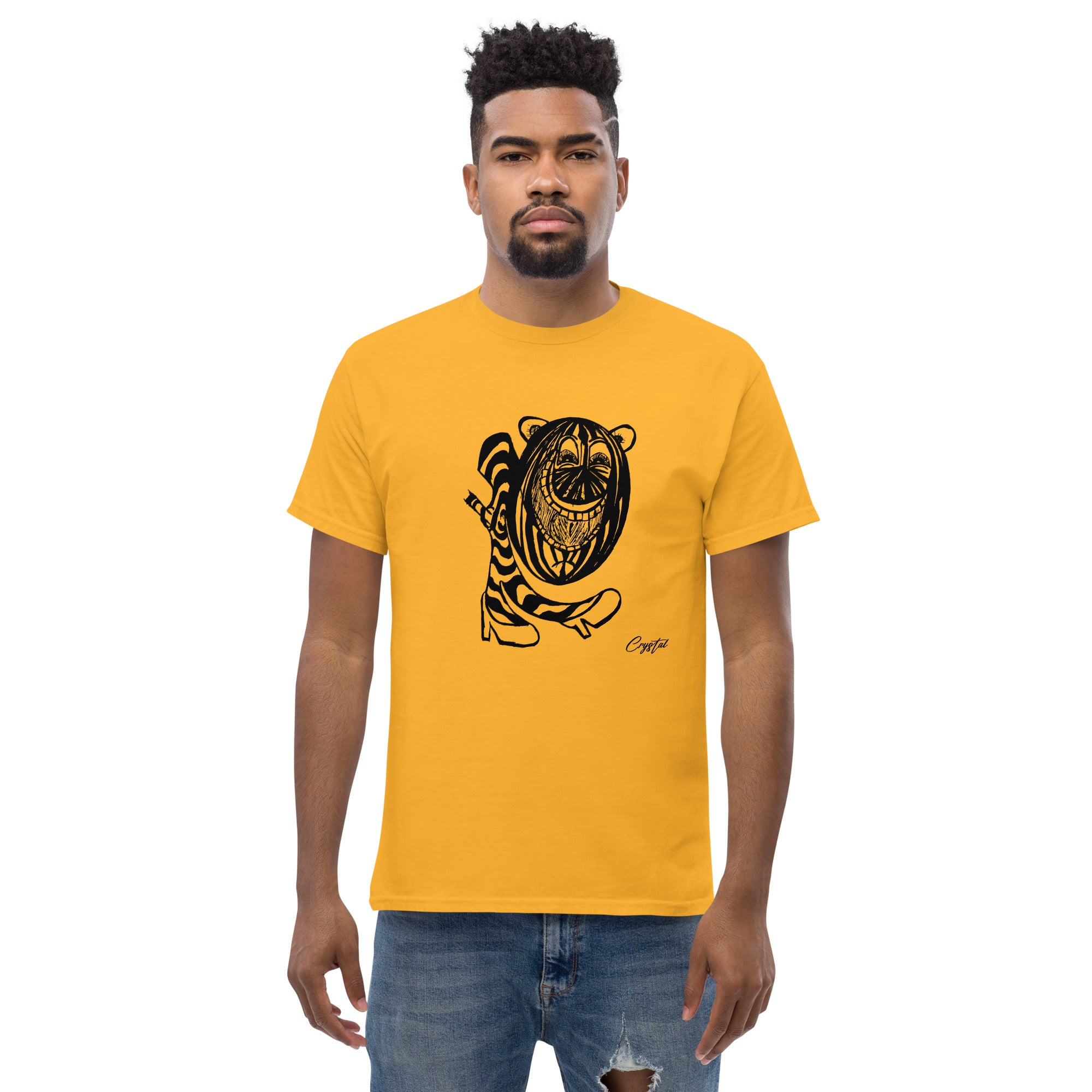 LGBTQ-Inspired Abstract Drawing of Genderless Watermellon Cat or BearInspired Character In High Heeled Shoes - Cute & Creepy "Stay Weird" Cartoon Illustration Men's classic tee