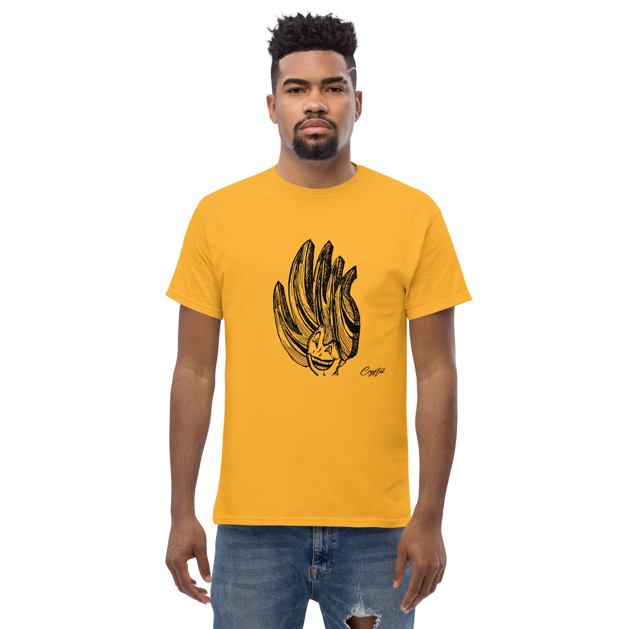 Happy Girl or Woman With Big Fun Spikey Hair - Cute & Creepy "Stay Weird" Cartoon Illustration Men's classic tee