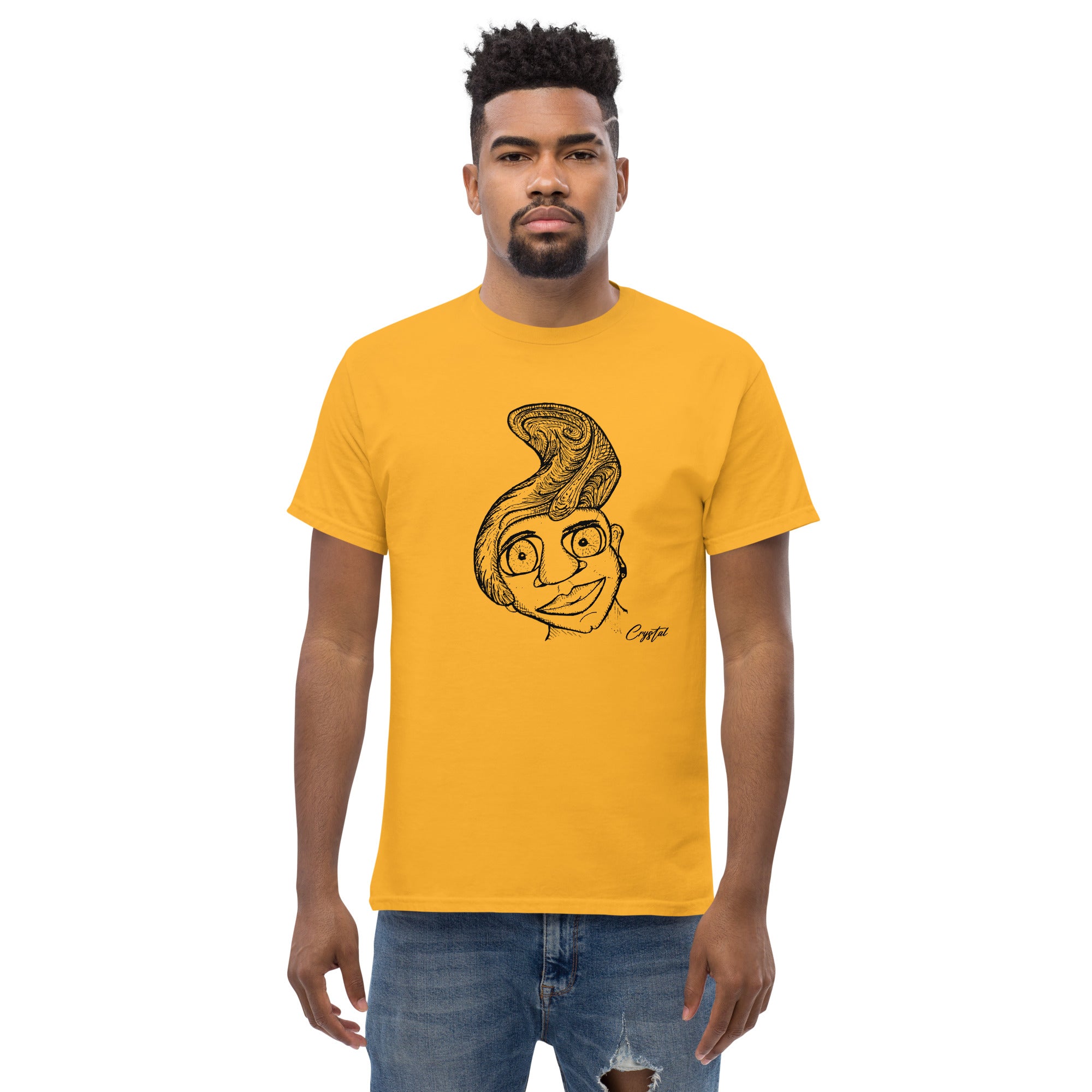Genderless Person with Great Hair and Big Eyes - Cute & Creepy "Stay Weird" Cartoon Illustration Men's classic tee