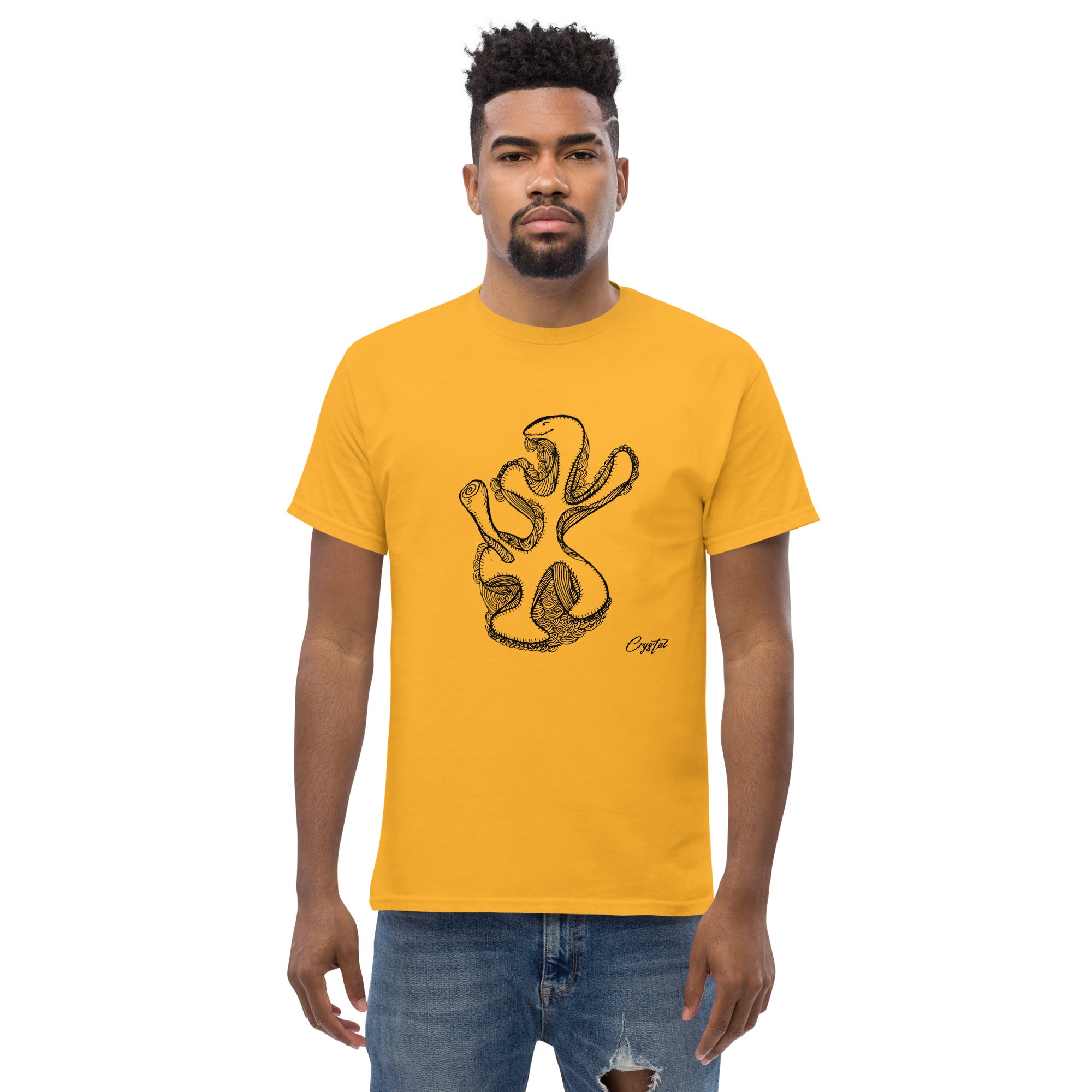 Abstract Drawing of Dinosaur Dancing - Cute & Creepy "Stay Weird" Cartoon Illustration Men's classic tee