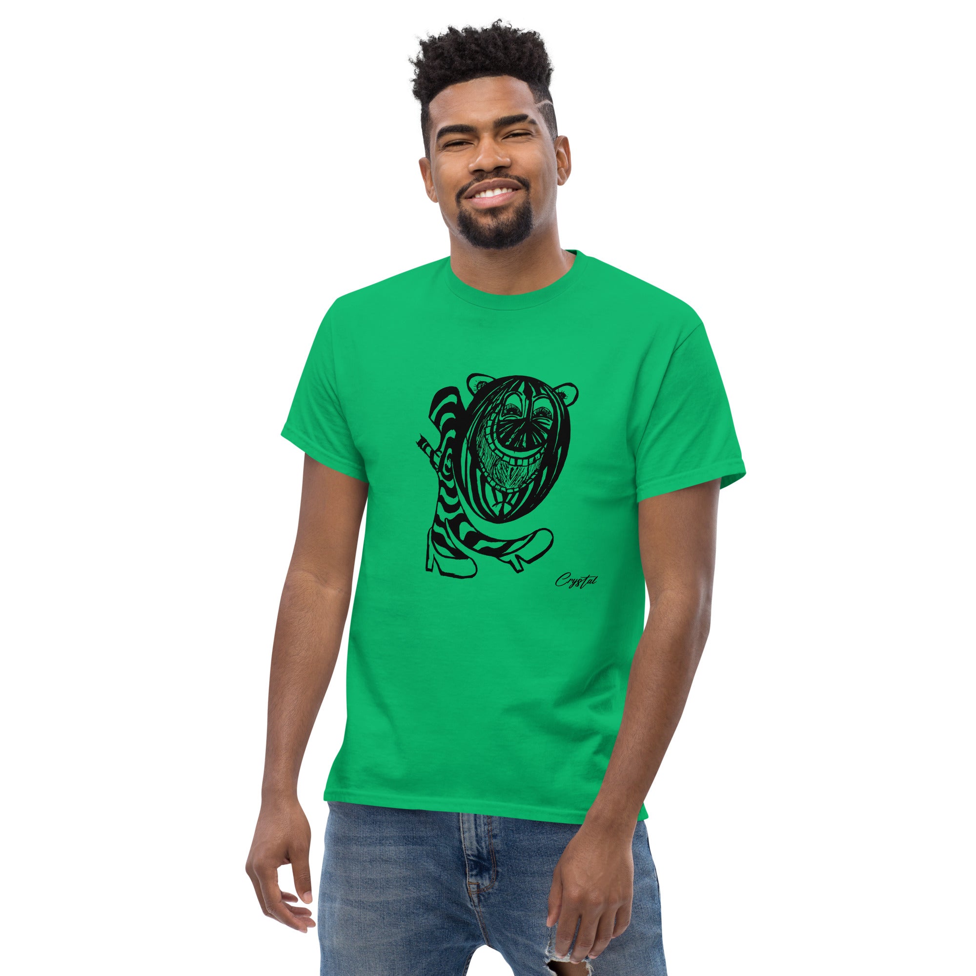 LGBTQ-Inspired Abstract Drawing of Genderless Watermellon Cat or BearInspired Character In High Heeled Shoes - Cute & Creepy "Stay Weird" Cartoon Illustration Men's classic tee