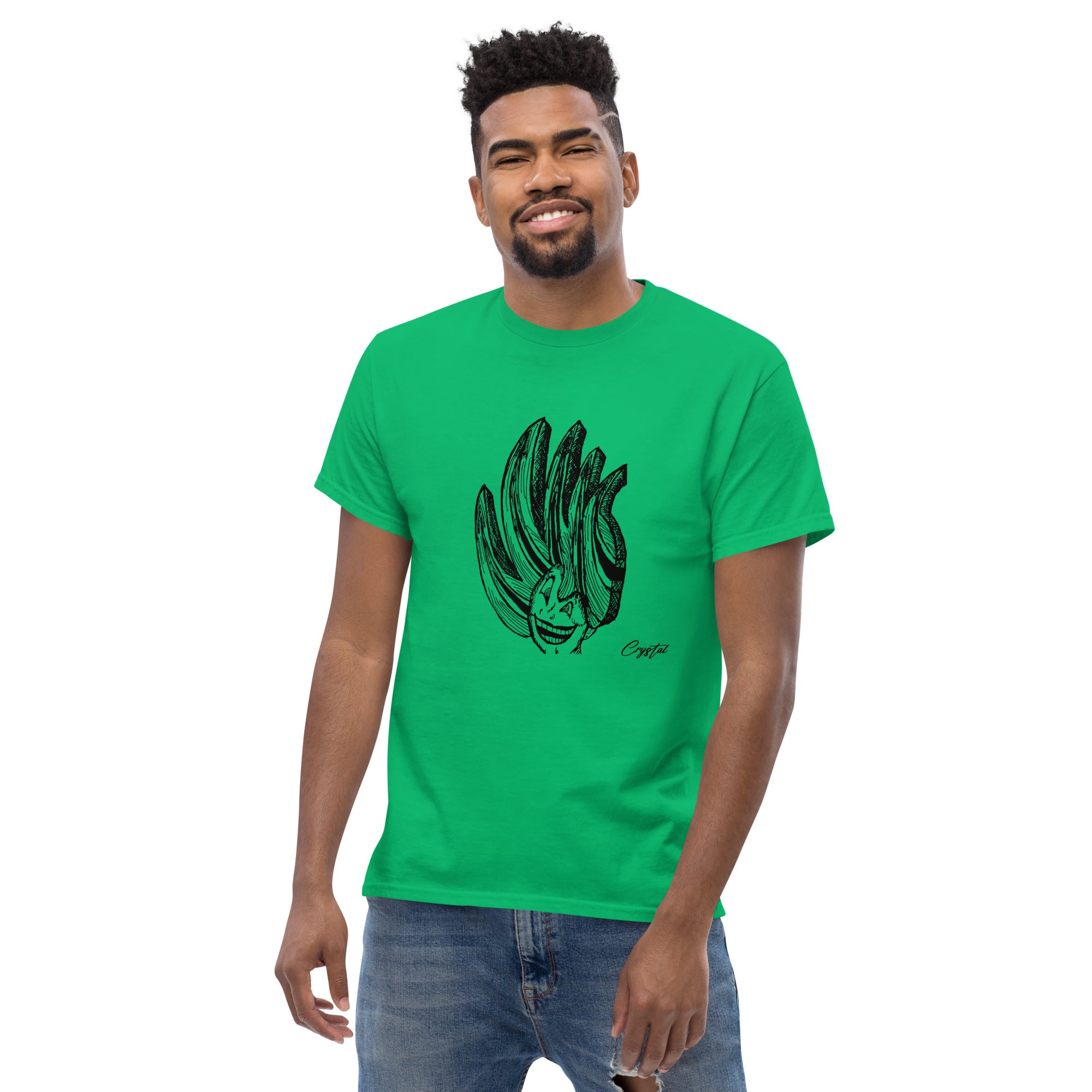 Happy Girl or Woman With Big Fun Spikey Hair - Cute & Creepy "Stay Weird" Cartoon Illustration Men's classic tee