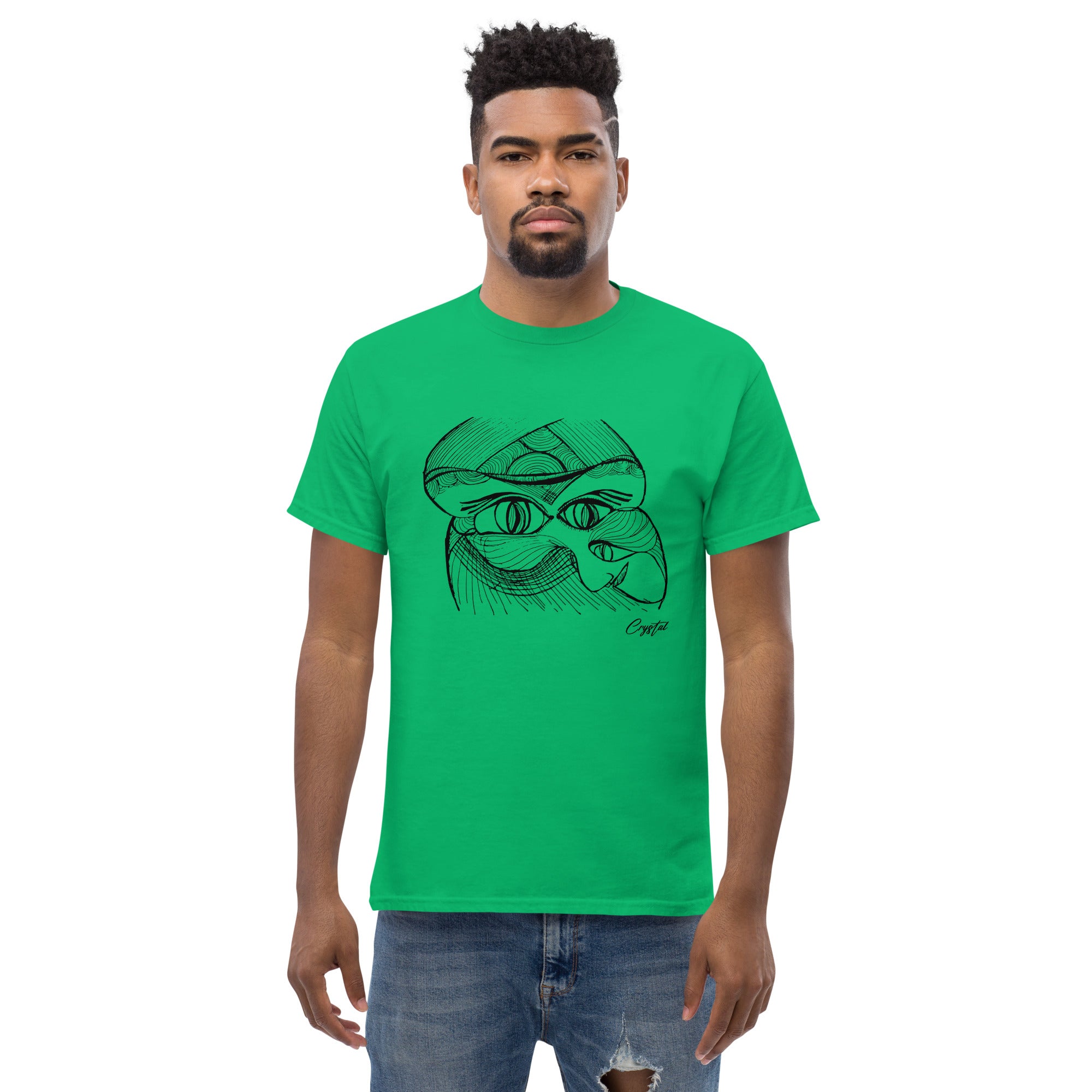Genderless Face with Ornate Pattern and Four Eyes - Cute & Creepy "Stay Weird" Cartoon Illustration Men's classic tee