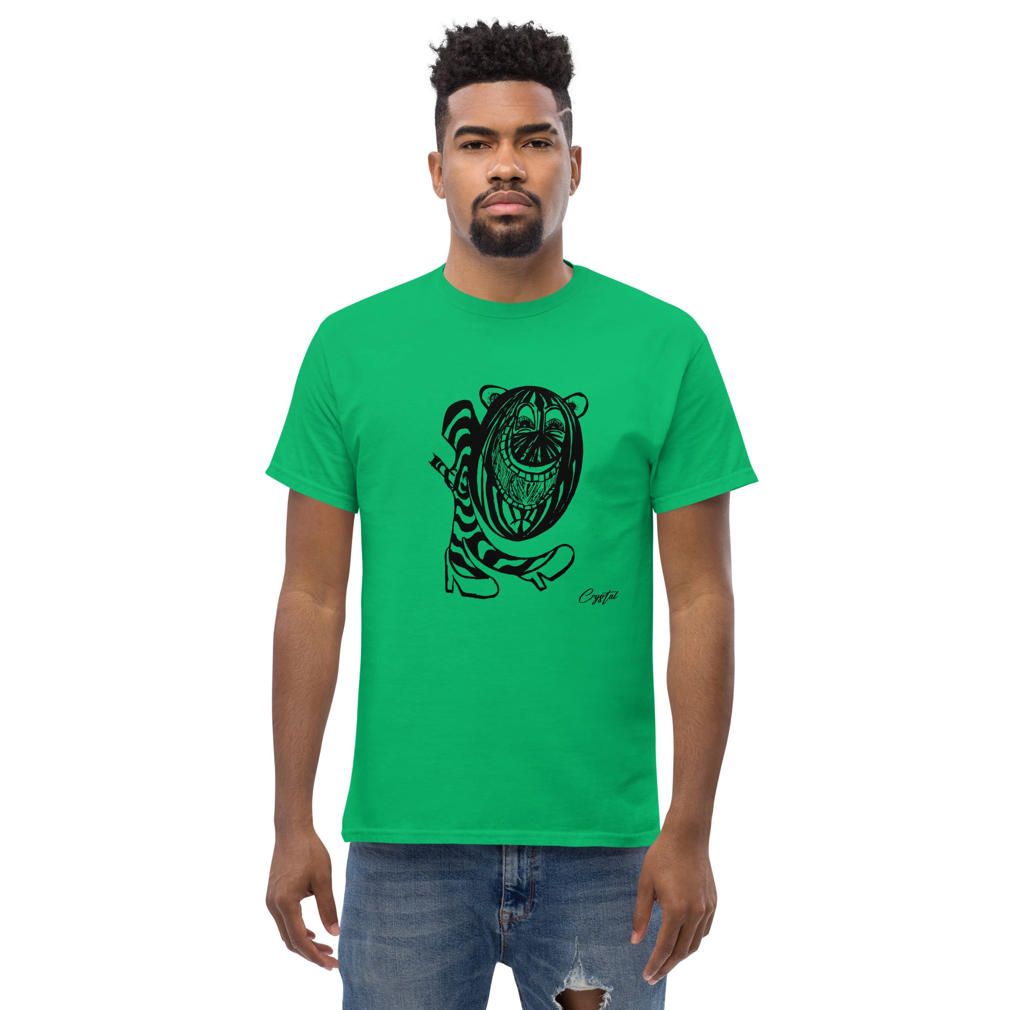 LGBTQ-Inspired Abstract Drawing of Genderless Watermellon Cat or BearInspired Character In High Heeled Shoes - Cute & Creepy "Stay Weird" Cartoon Illustration Men's classic tee
