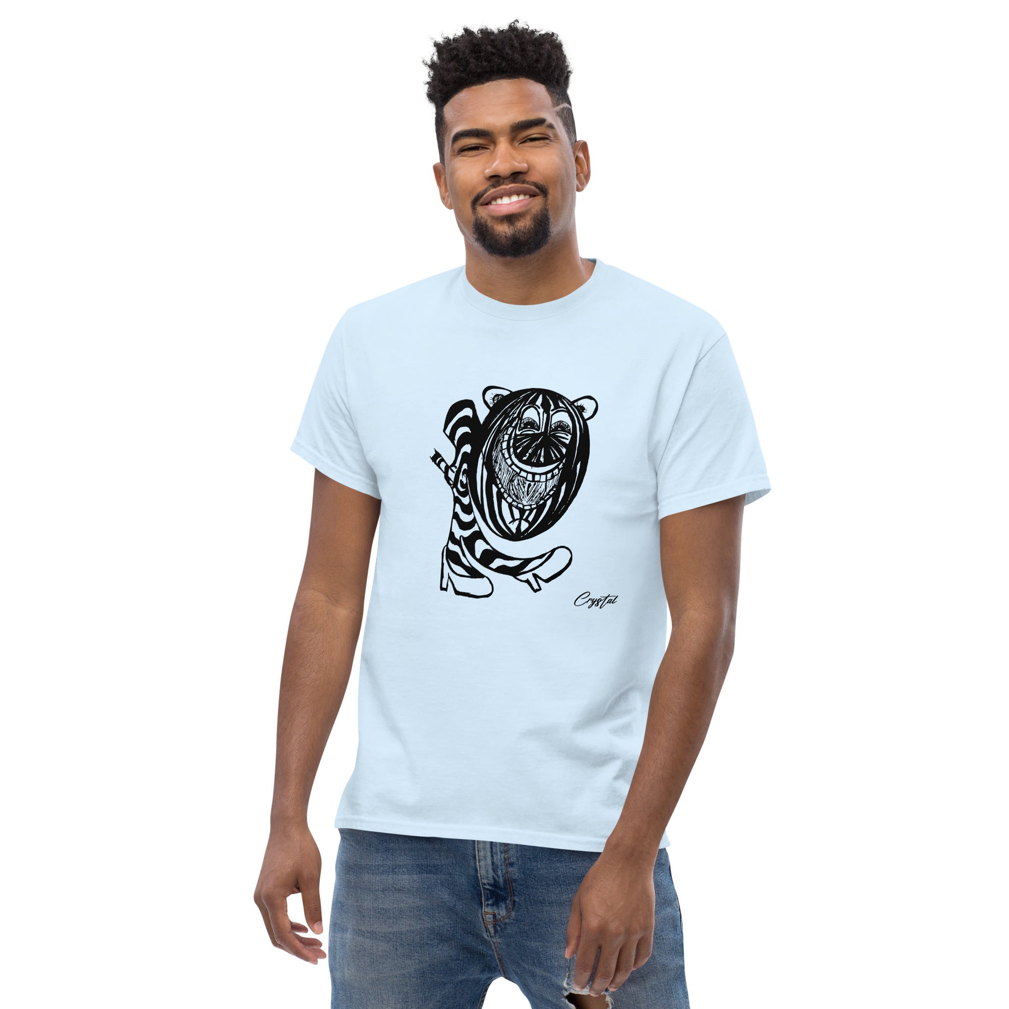 LGBTQ-Inspired Abstract Drawing of Genderless Watermellon Cat or BearInspired Character In High Heeled Shoes - Cute & Creepy "Stay Weird" Cartoon Illustration Men's classic tee