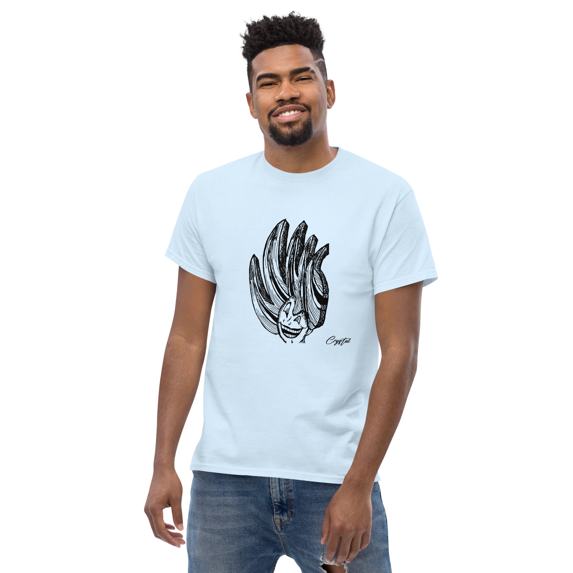 Happy Girl or Woman With Big Fun Spikey Hair - Cute & Creepy "Stay Weird" Cartoon Illustration Men's classic tee