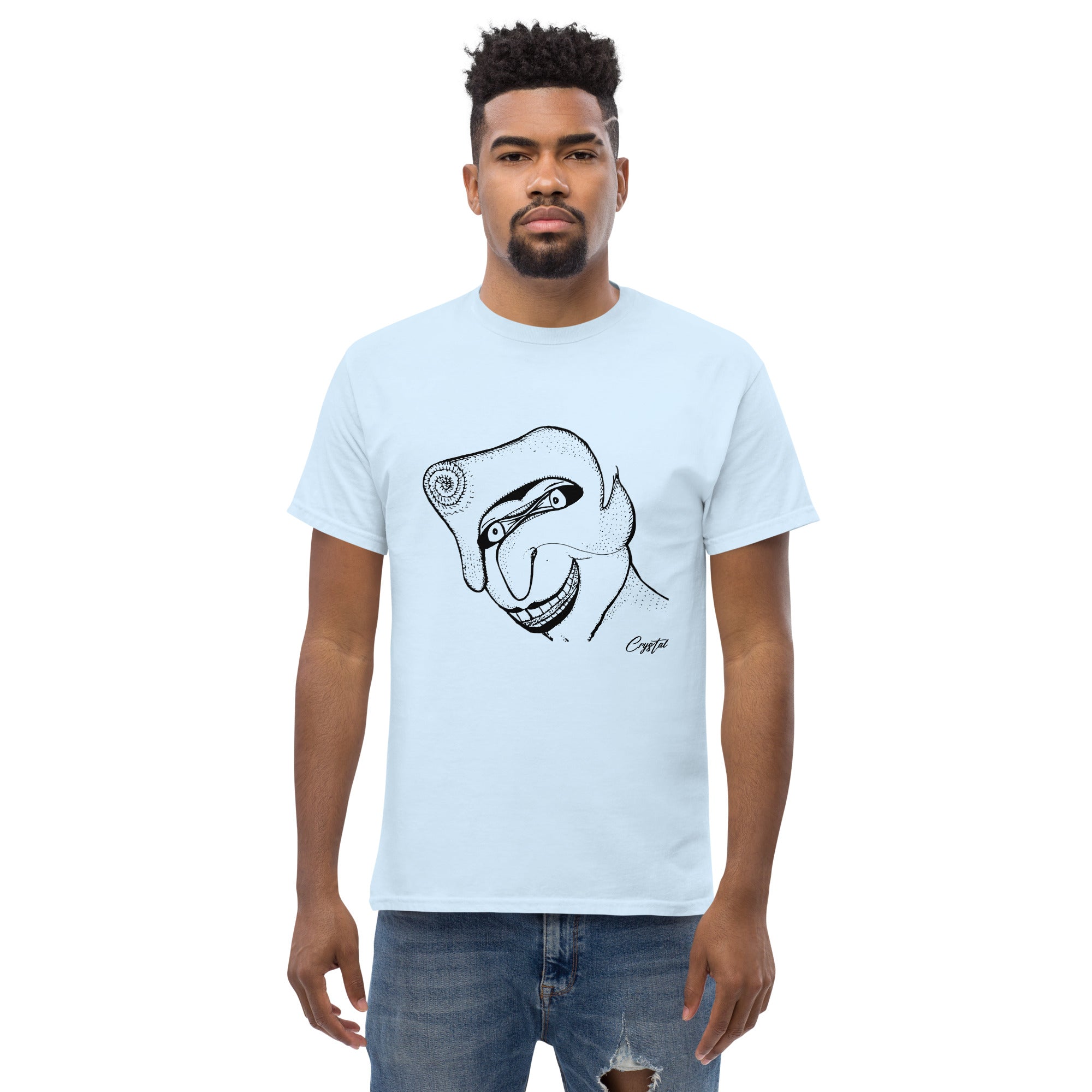 Genderless Face With Mask, Big Hair, Big Teeth & Cleft Chin - Cute & Creepy "Stay Weird" Cartoon Illustration Men's classic tee