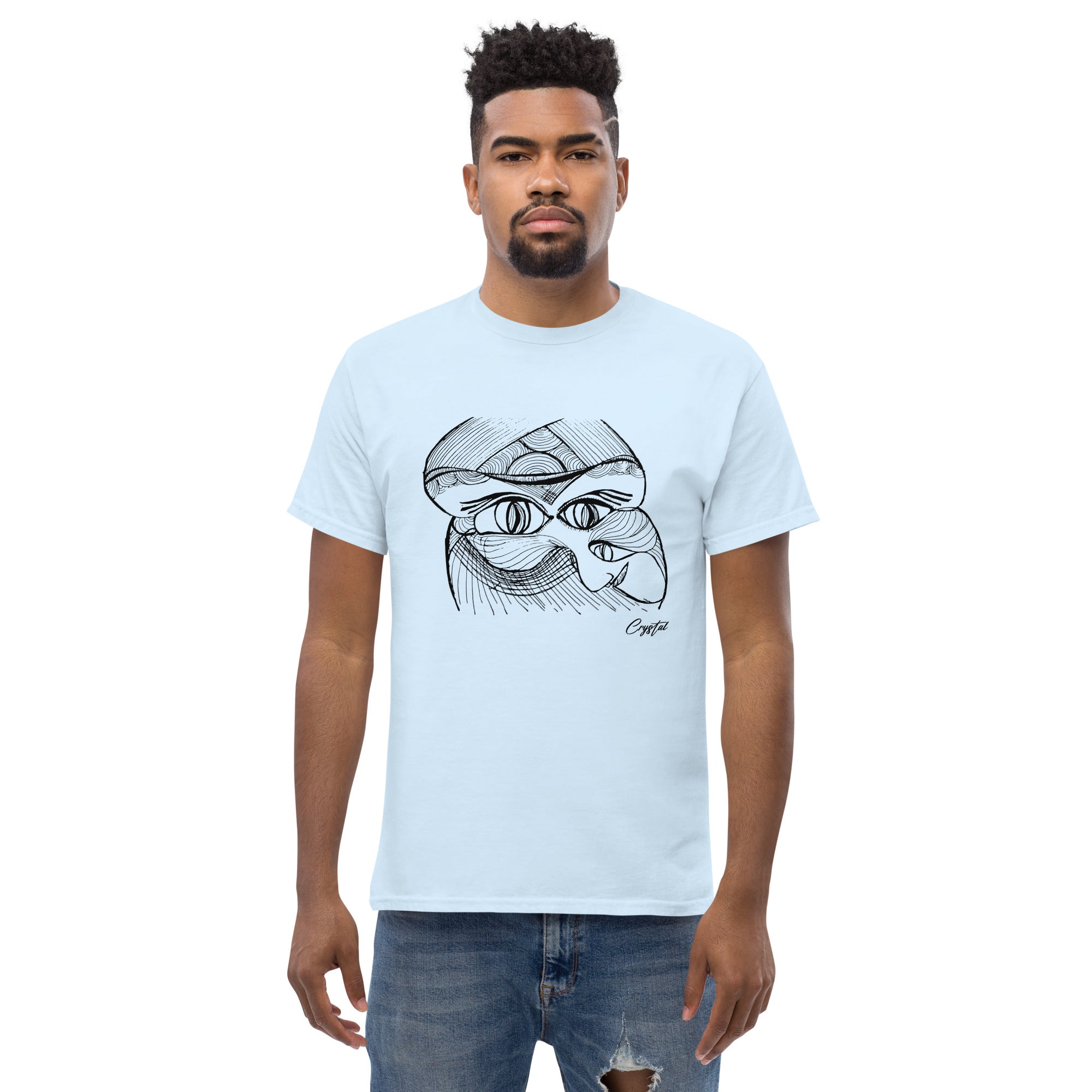 Genderless Face with Ornate Pattern and Four Eyes - Cute & Creepy "Stay Weird" Cartoon Illustration Men's classic tee