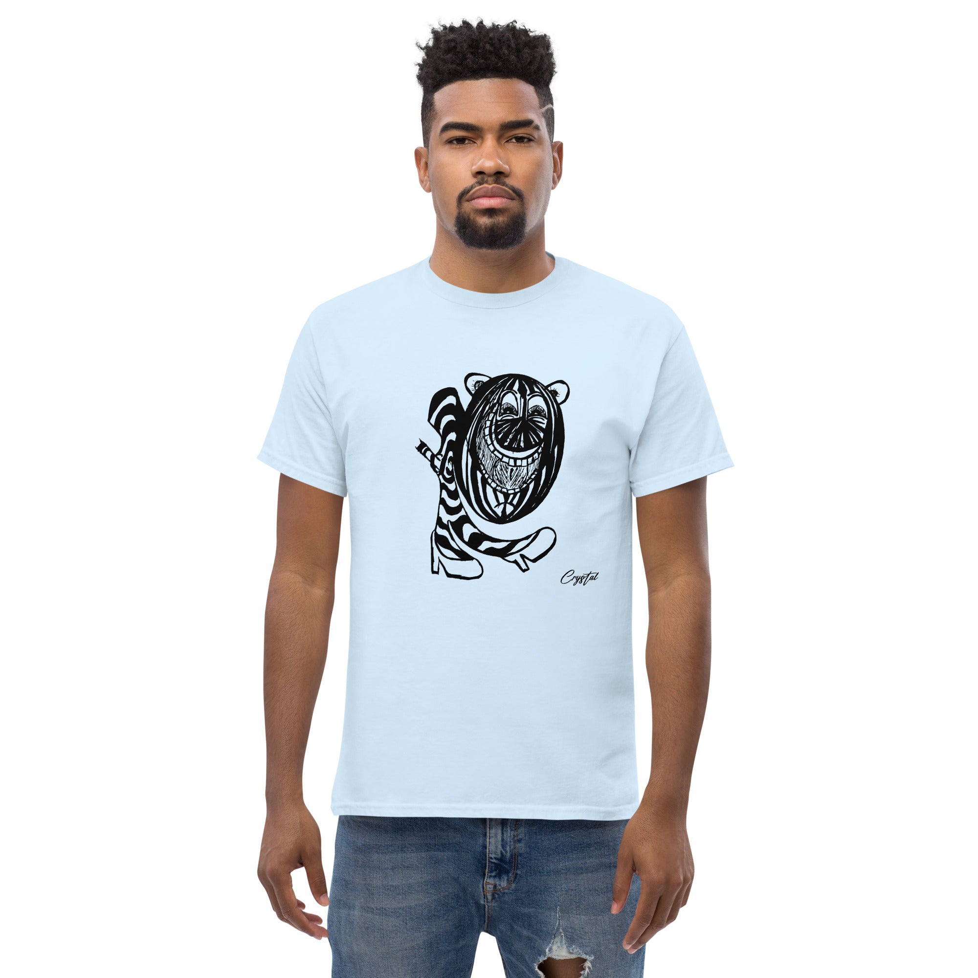 LGBTQ-Inspired Abstract Drawing of Genderless Watermellon Cat or BearInspired Character In High Heeled Shoes - Cute & Creepy "Stay Weird" Cartoon Illustration Men's classic tee
