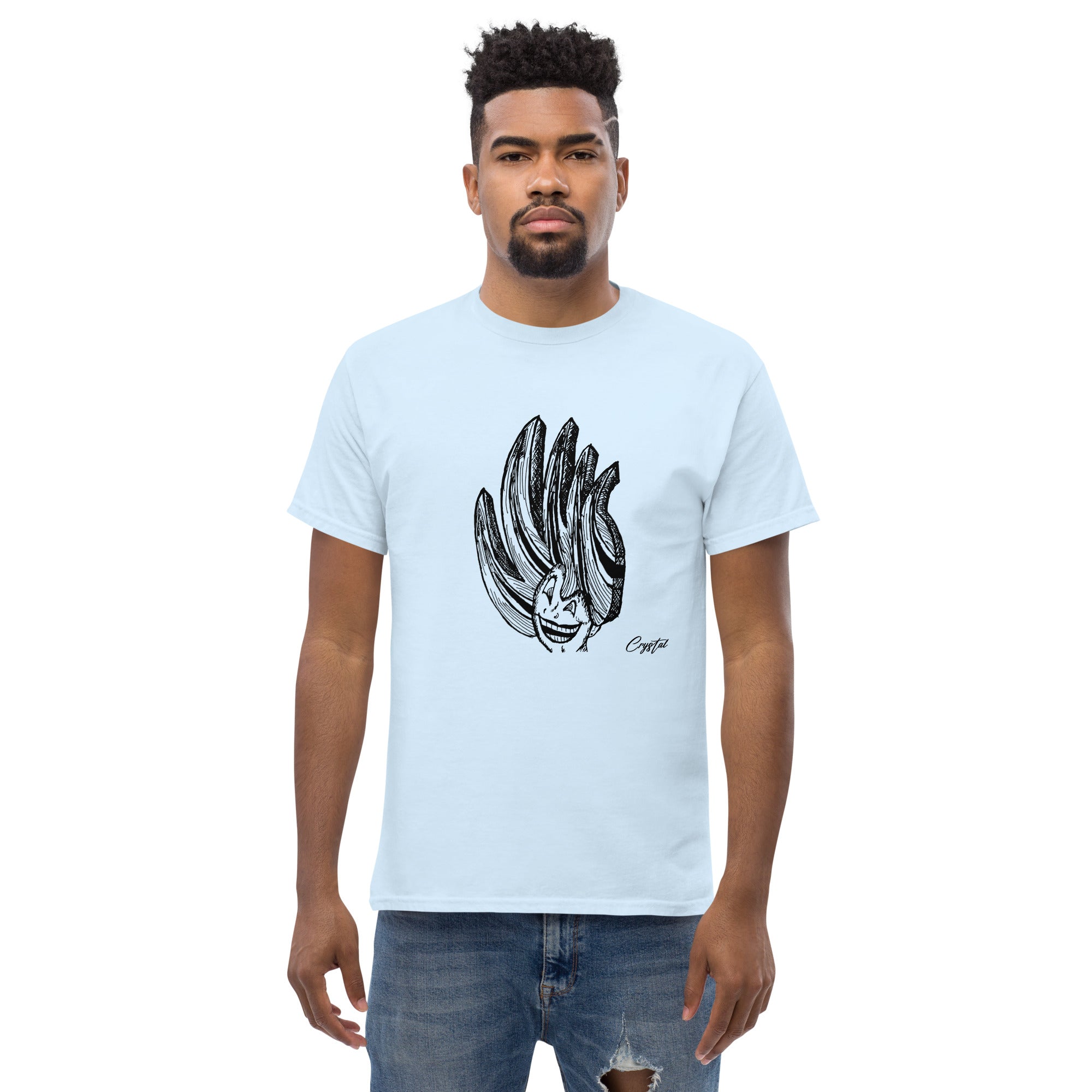Happy Girl or Woman With Big Fun Spikey Hair - Cute & Creepy "Stay Weird" Cartoon Illustration Men's classic tee
