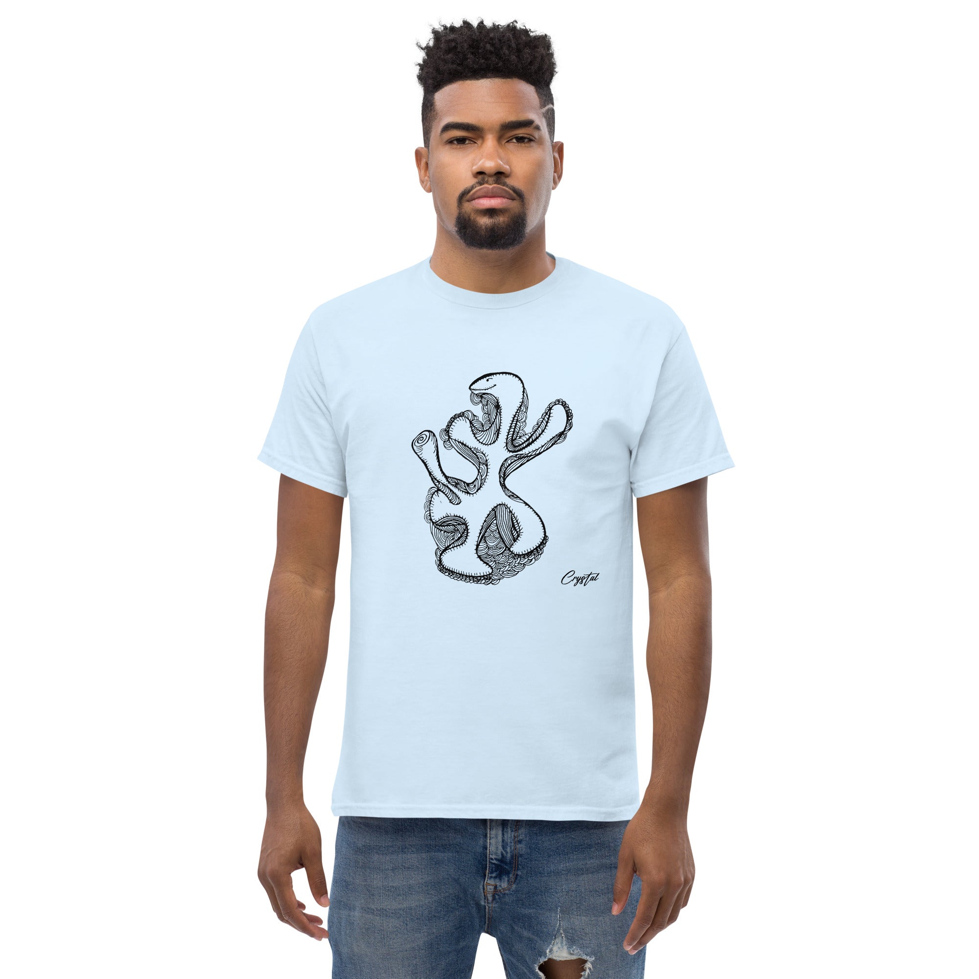 Abstract Drawing of Dinosaur Dancing - Cute & Creepy "Stay Weird" Cartoon Illustration Men's classic tee