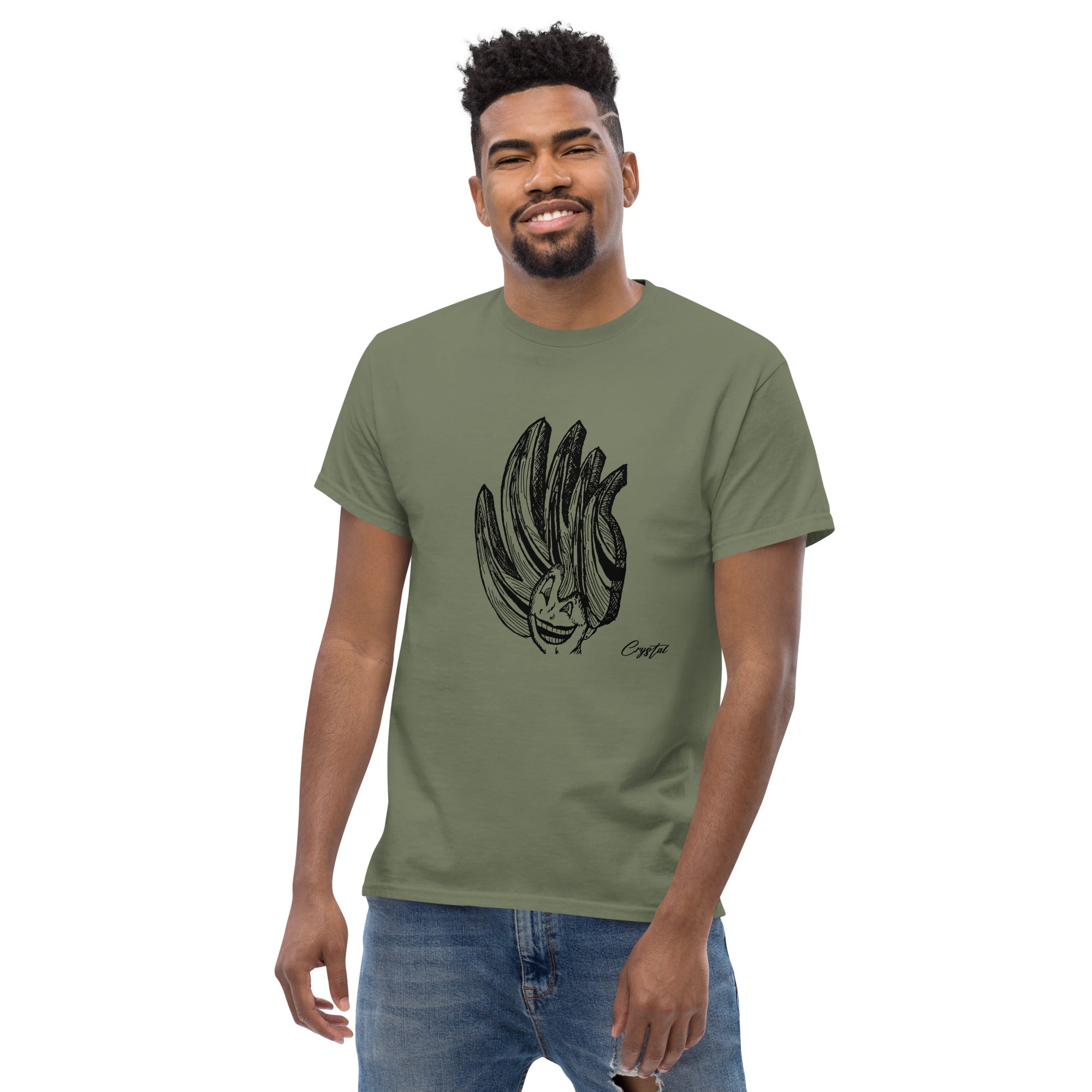 Happy Girl or Woman With Big Fun Spikey Hair - Cute & Creepy "Stay Weird" Cartoon Illustration Men's classic tee