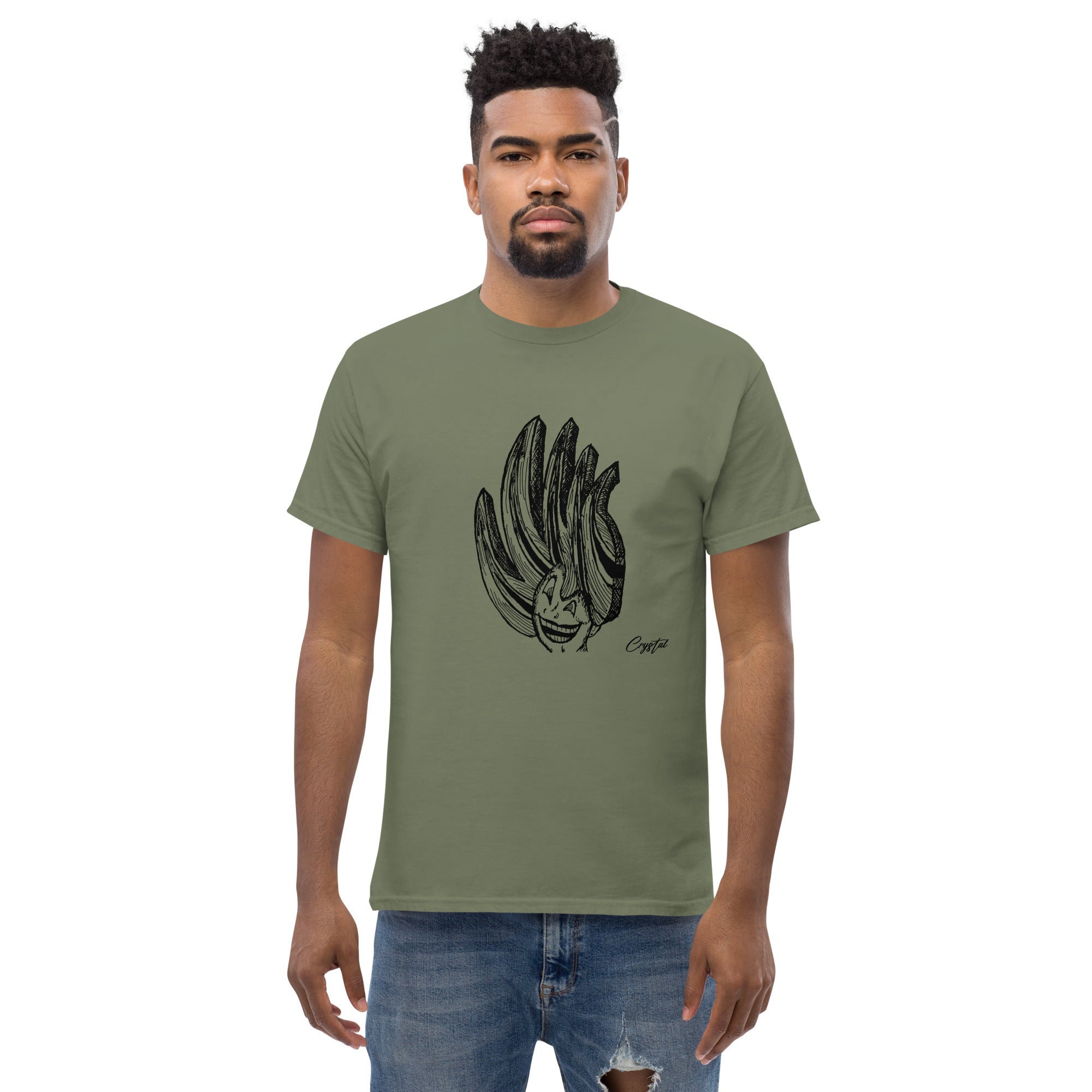 Happy Girl or Woman With Big Fun Spikey Hair - Cute & Creepy "Stay Weird" Cartoon Illustration Men's classic tee