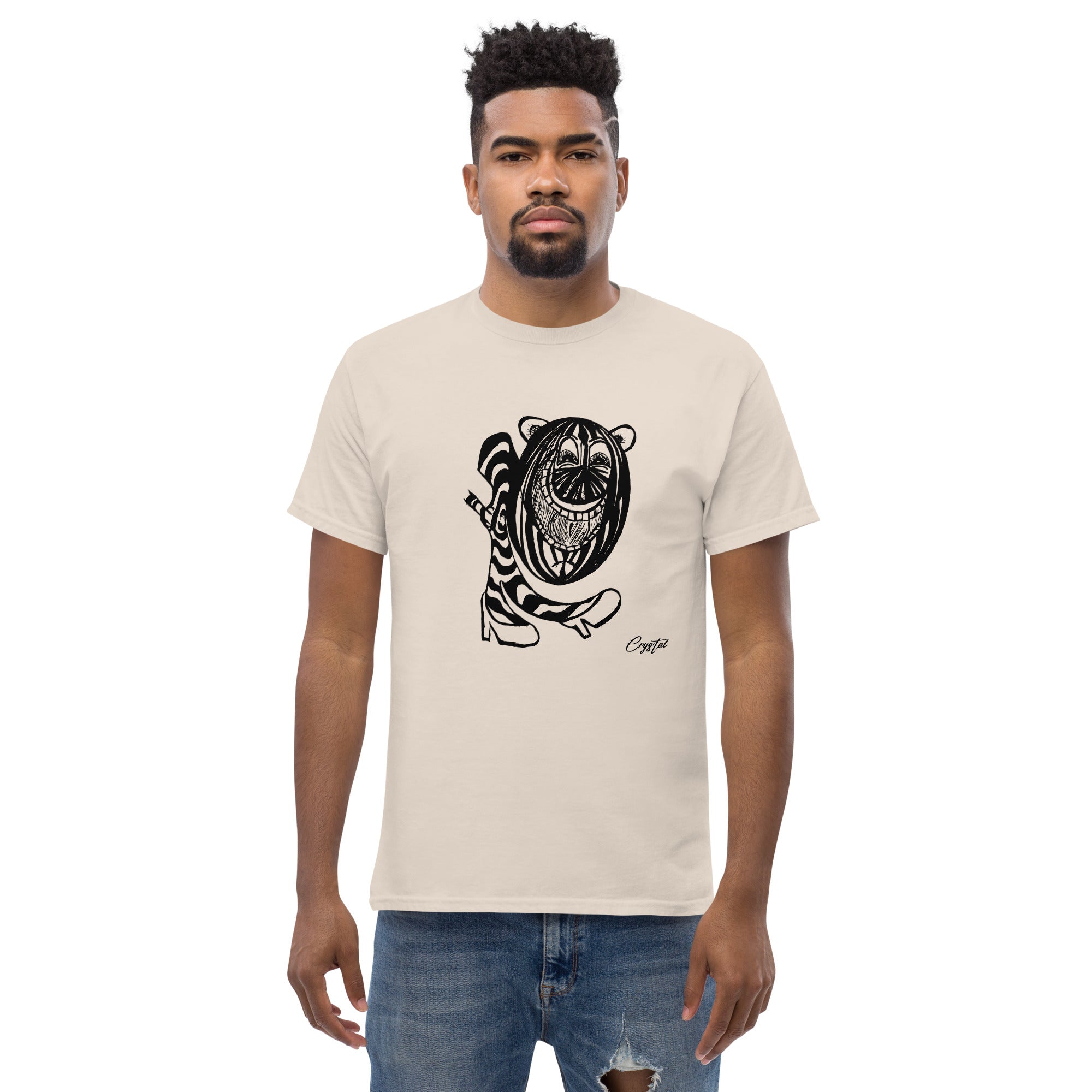 LGBTQ-Inspired Abstract Drawing of Genderless Watermellon Cat or BearInspired Character In High Heeled Shoes - Cute & Creepy "Stay Weird" Cartoon Illustration Men's classic tee