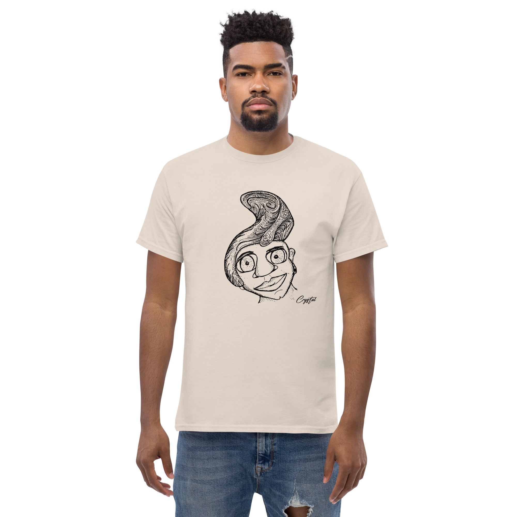 Genderless Person with Great Hair and Big Eyes - Cute & Creepy "Stay Weird" Cartoon Illustration Men's classic tee
