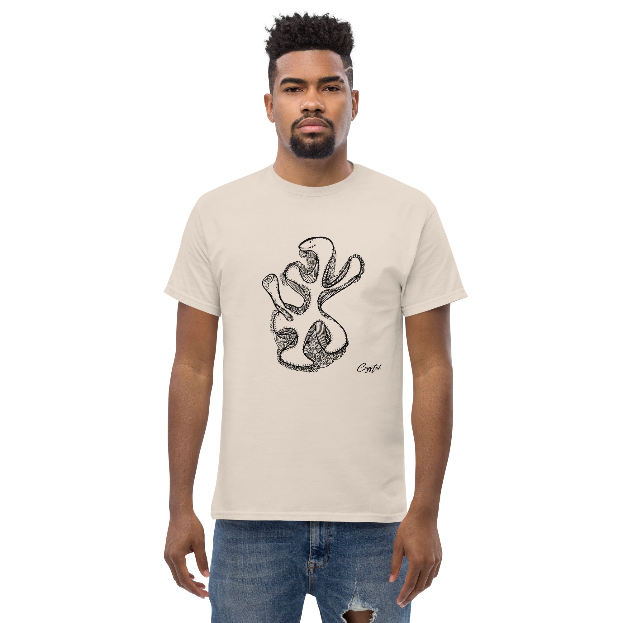 Abstract Drawing of Dinosaur Dancing - Cute & Creepy "Stay Weird" Cartoon Illustration Men's classic tee