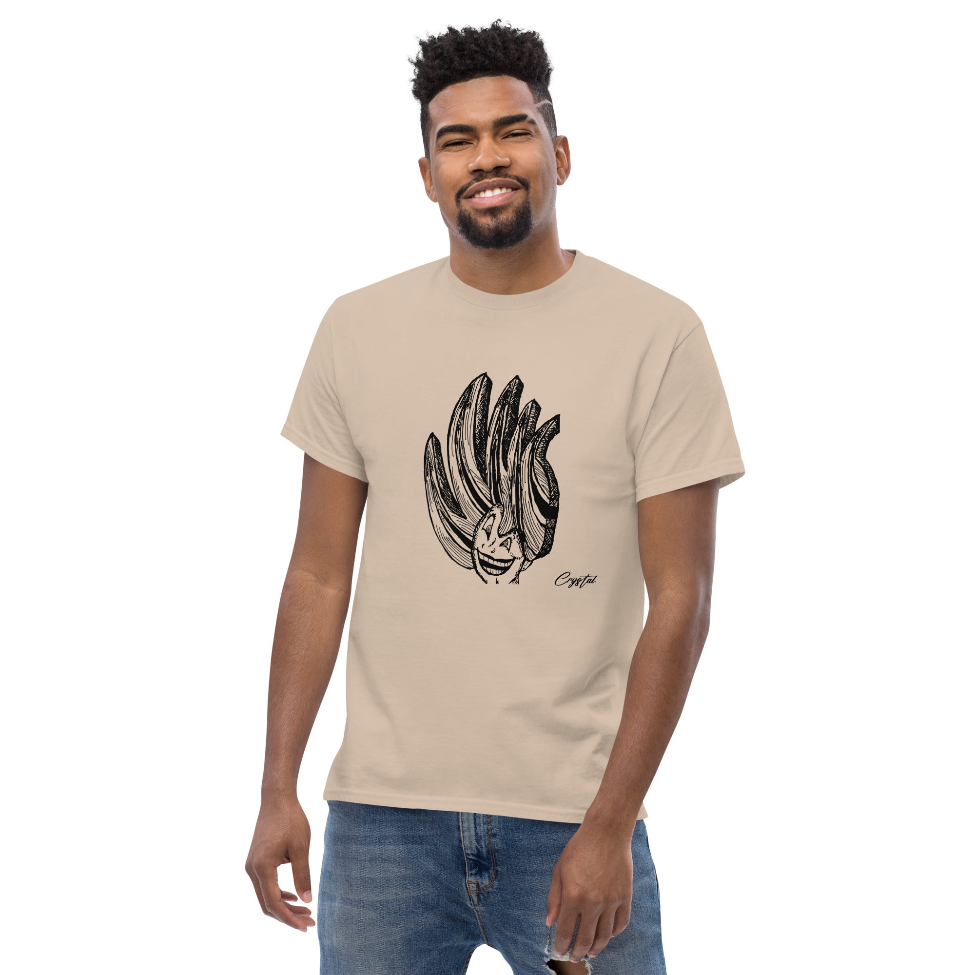 Happy Girl or Woman With Big Fun Spikey Hair - Cute & Creepy "Stay Weird" Cartoon Illustration Men's classic tee