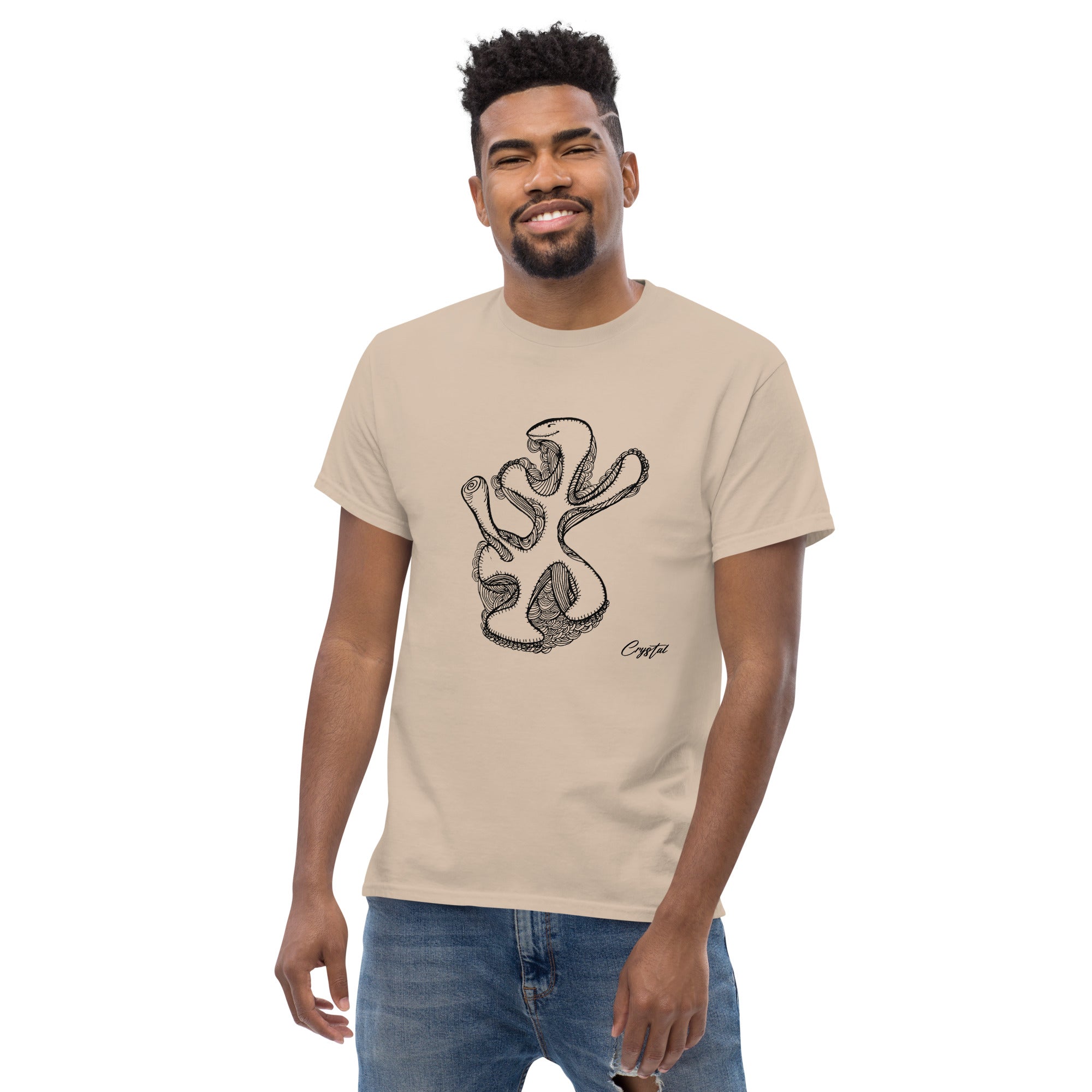 Abstract Drawing of Dinosaur Dancing - Cute & Creepy "Stay Weird" Cartoon Illustration Men's classic tee