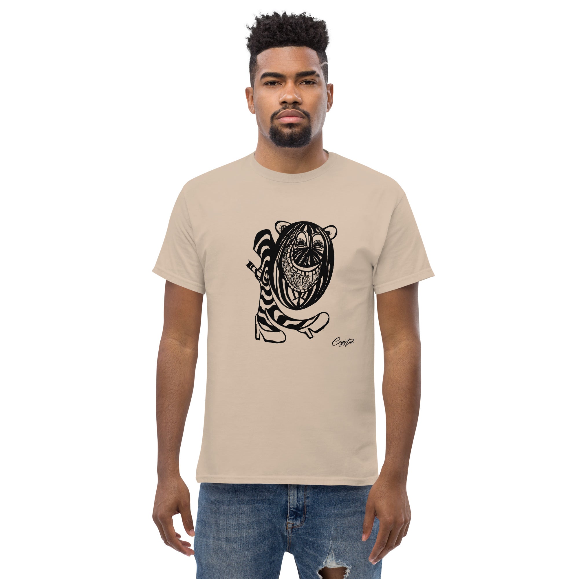 LGBTQ-Inspired Abstract Drawing of Genderless Watermellon Cat or BearInspired Character In High Heeled Shoes - Cute & Creepy "Stay Weird" Cartoon Illustration Men's classic tee