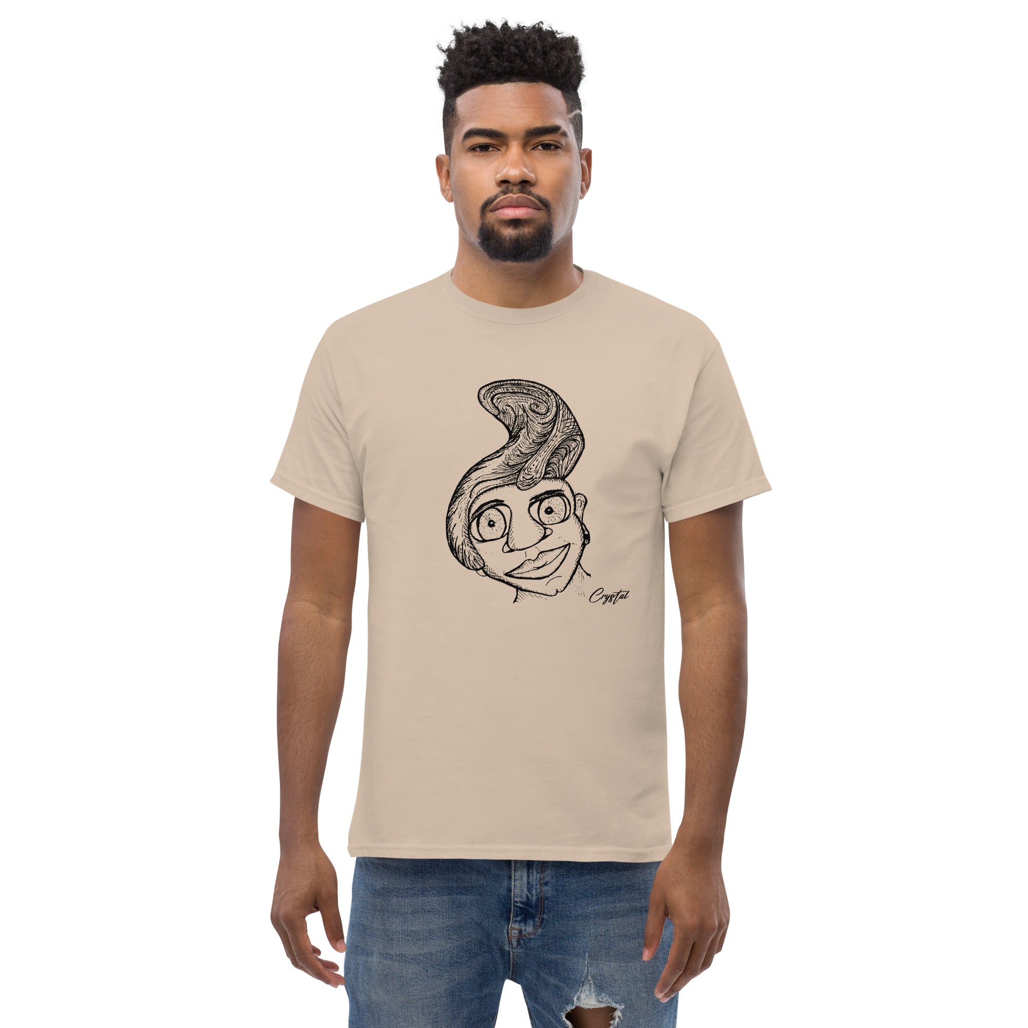 Genderless Person with Great Hair and Big Eyes - Cute & Creepy "Stay Weird" Cartoon Illustration Men's classic tee