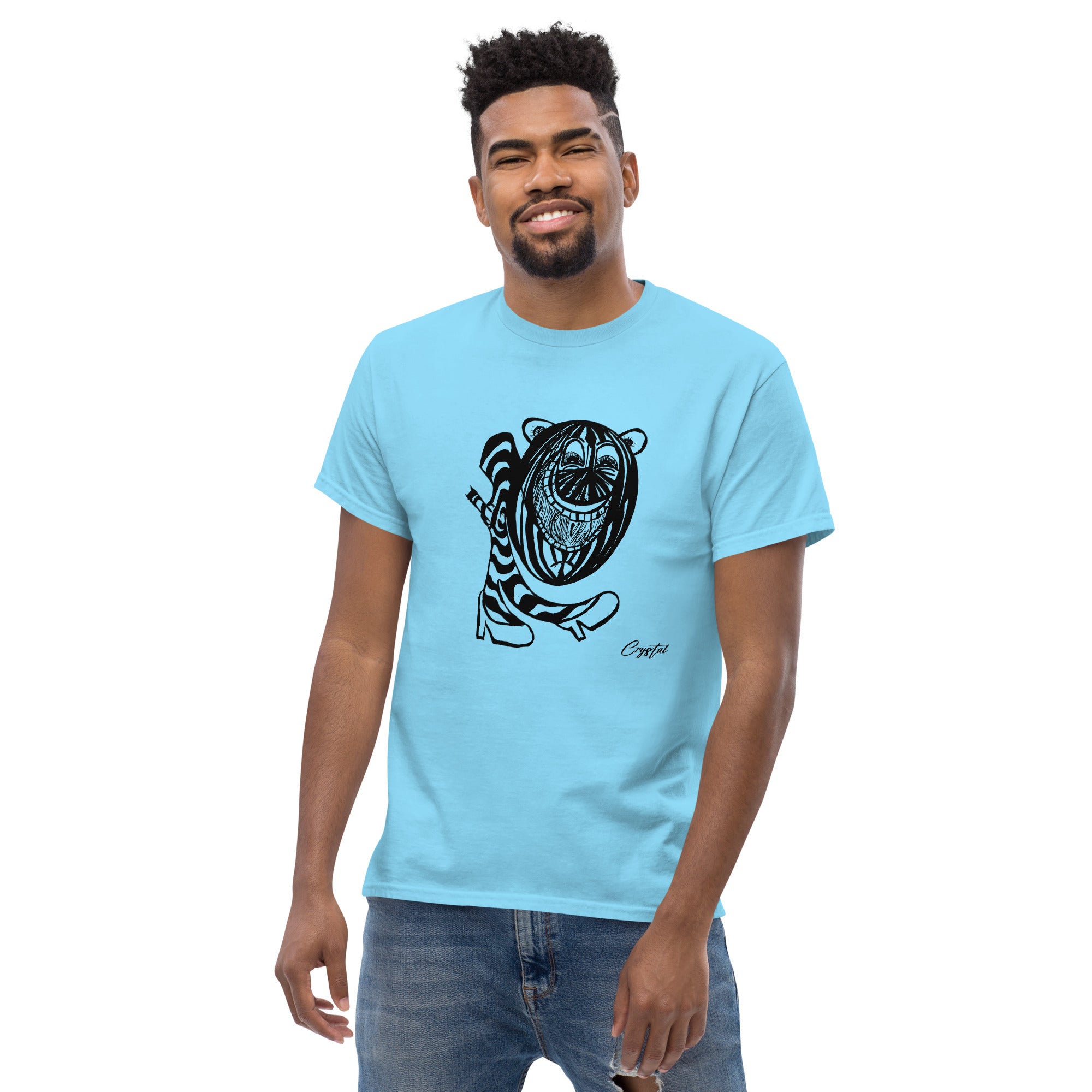 LGBTQ-Inspired Abstract Drawing of Genderless Watermellon Cat or BearInspired Character In High Heeled Shoes - Cute & Creepy "Stay Weird" Cartoon Illustration Men's classic tee
