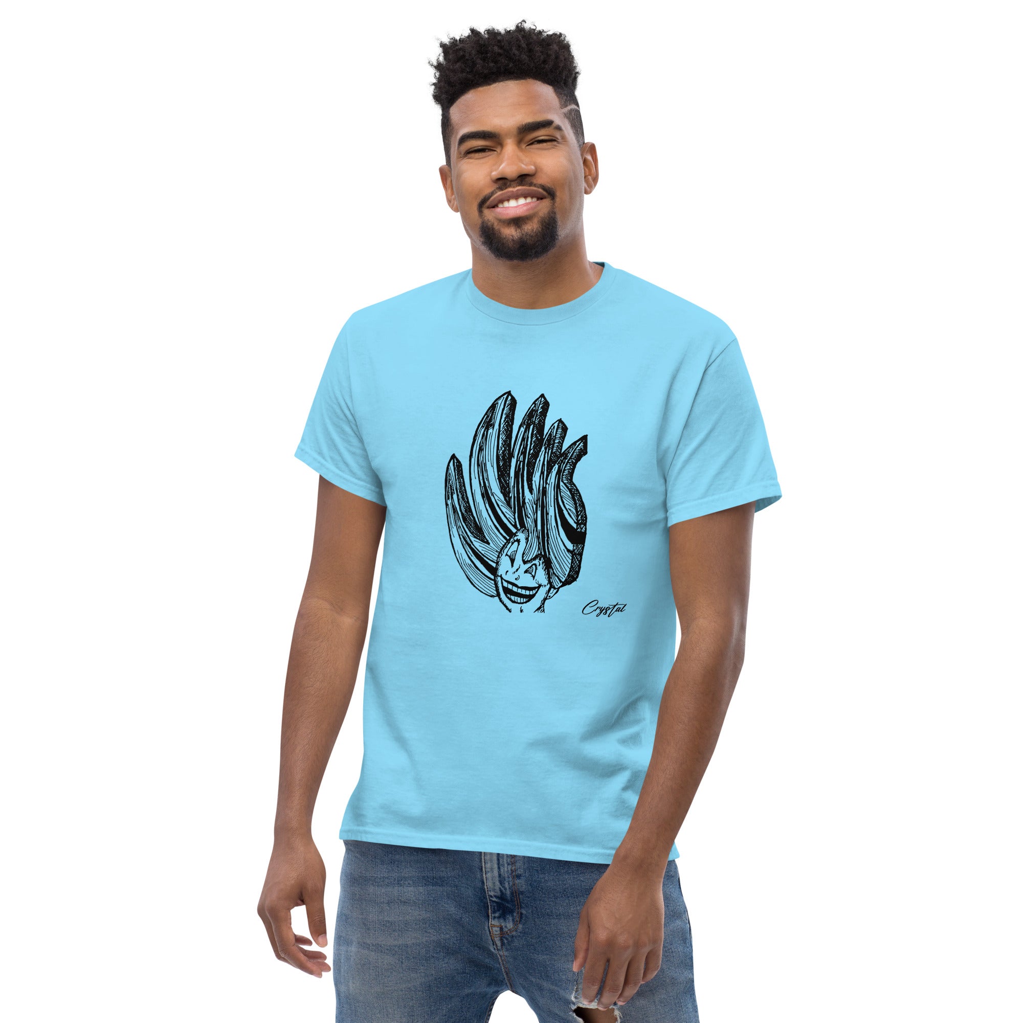 Happy Girl or Woman With Big Fun Spikey Hair - Cute & Creepy "Stay Weird" Cartoon Illustration Men's classic tee