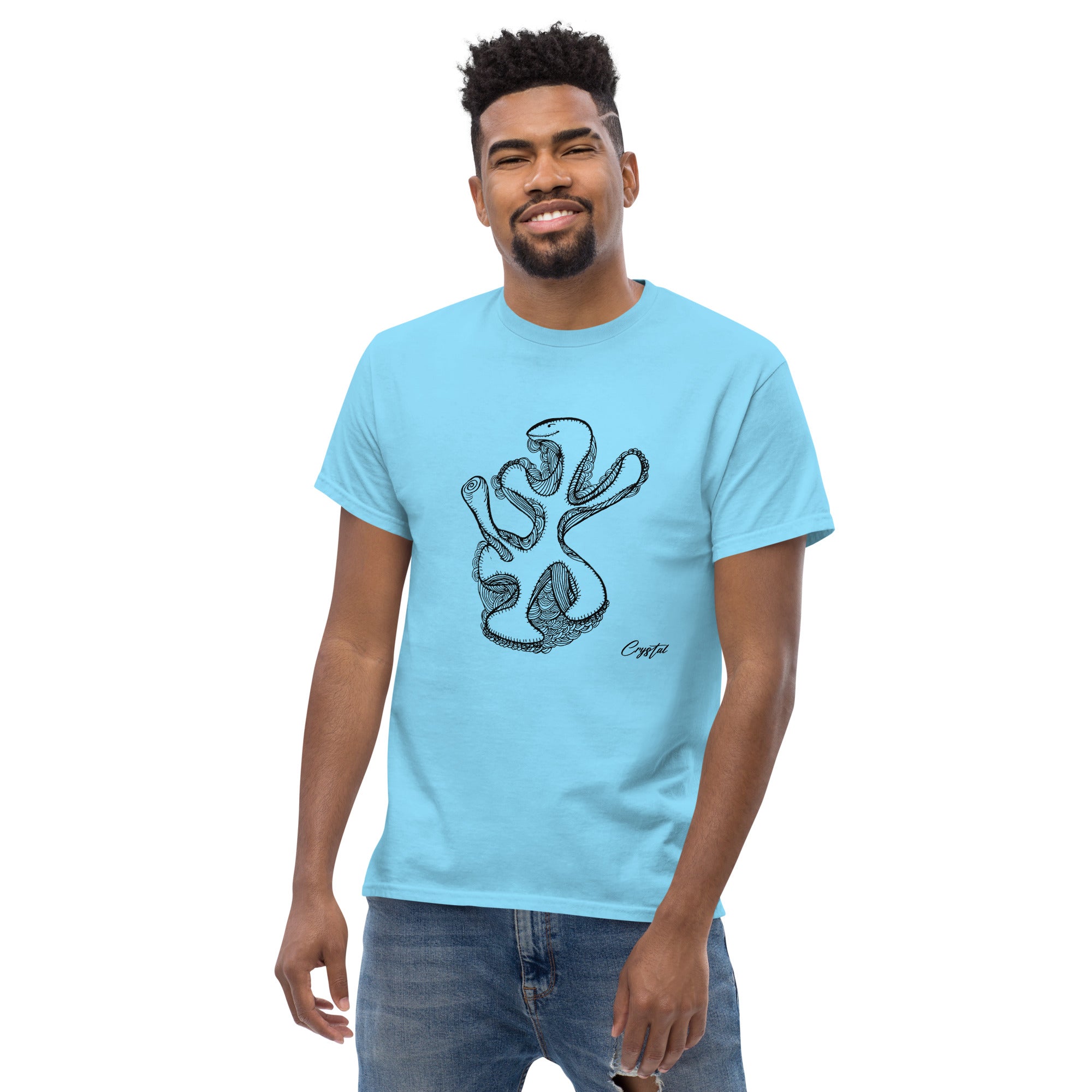 Abstract Drawing of Dinosaur Dancing - Cute & Creepy "Stay Weird" Cartoon Illustration Men's classic tee