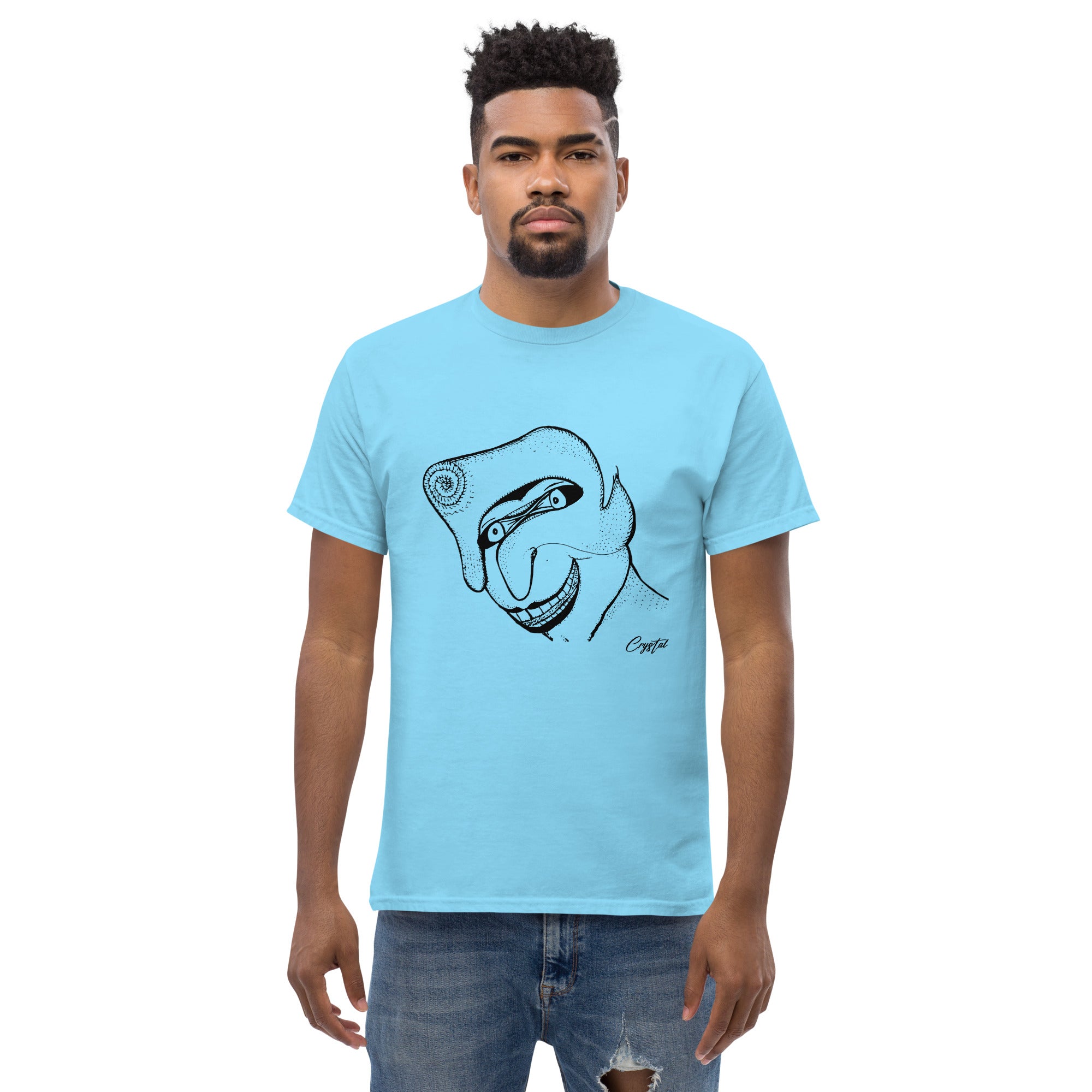 Genderless Face With Mask, Big Hair, Big Teeth & Cleft Chin - Cute & Creepy "Stay Weird" Cartoon Illustration Men's classic tee