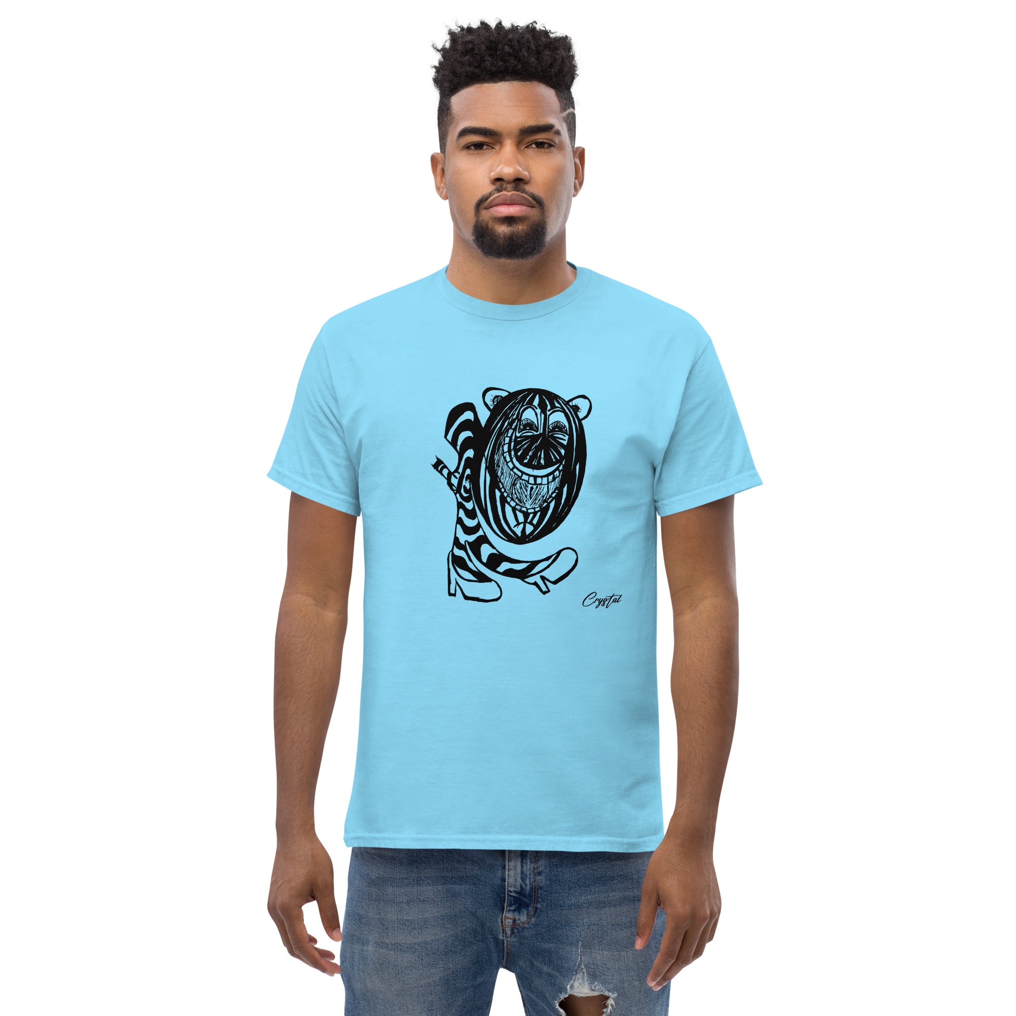 LGBTQ-Inspired Abstract Drawing of Genderless Watermellon Cat or BearInspired Character In High Heeled Shoes - Cute & Creepy "Stay Weird" Cartoon Illustration Men's classic tee