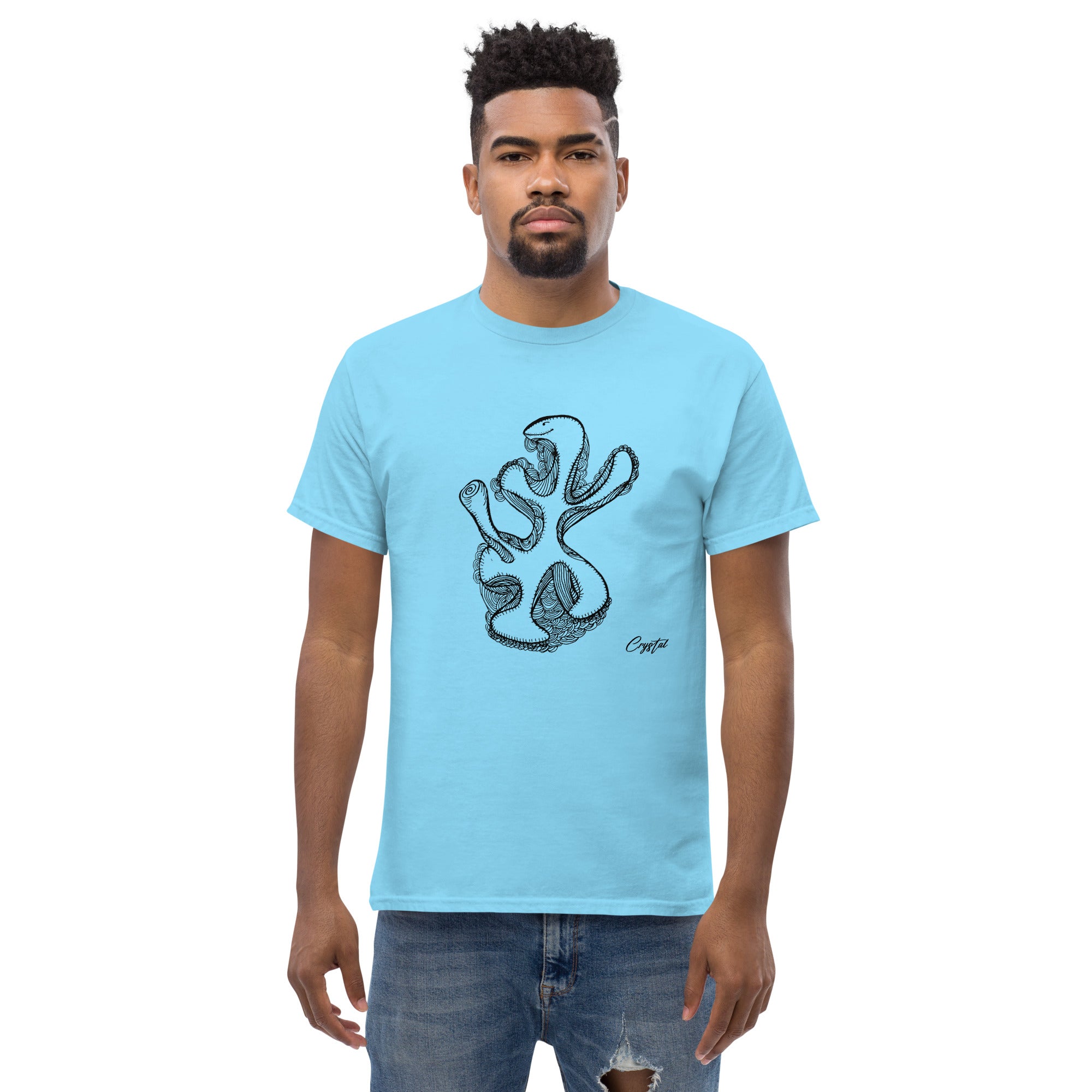 Abstract Drawing of Dinosaur Dancing - Cute & Creepy "Stay Weird" Cartoon Illustration Men's classic tee