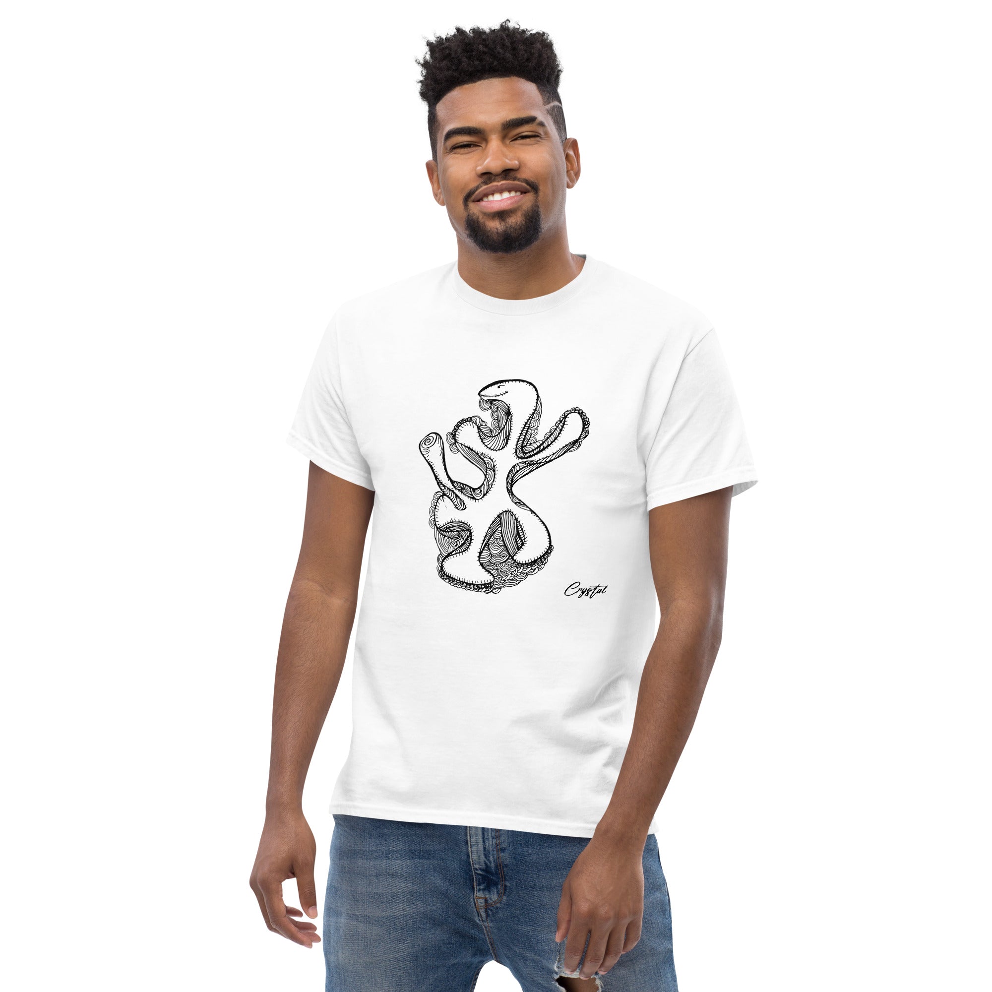 Abstract Drawing of Dinosaur Dancing - Cute & Creepy "Stay Weird" Cartoon Illustration Men's classic tee