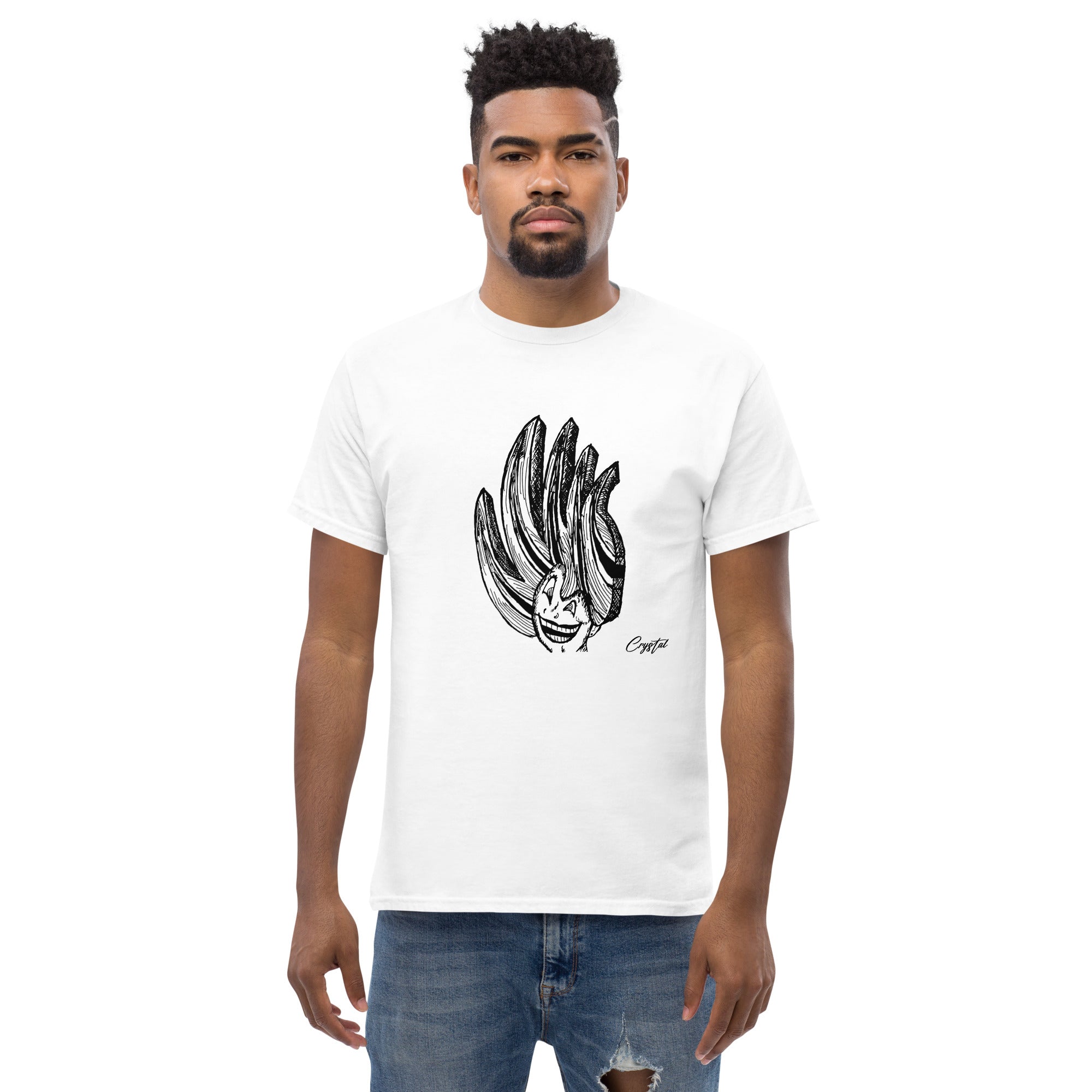 Happy Girl or Woman With Big Fun Spikey Hair - Cute & Creepy "Stay Weird" Cartoon Illustration Men's classic tee