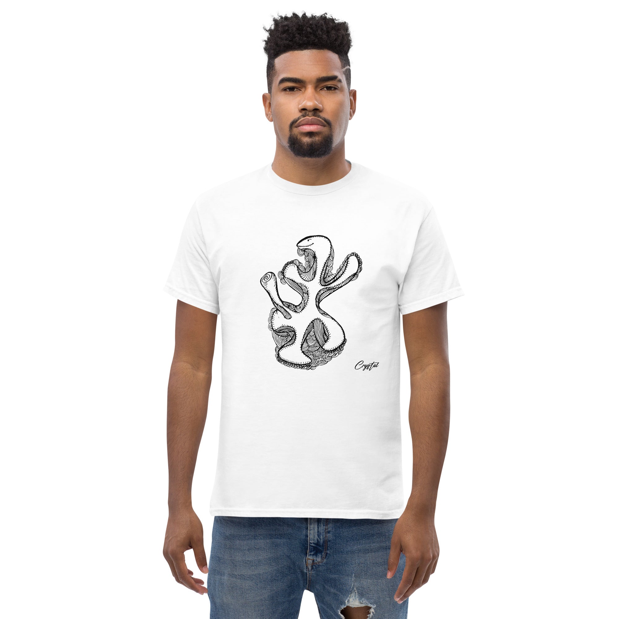 Abstract Drawing of Dinosaur Dancing - Cute & Creepy "Stay Weird" Cartoon Illustration Men's classic tee