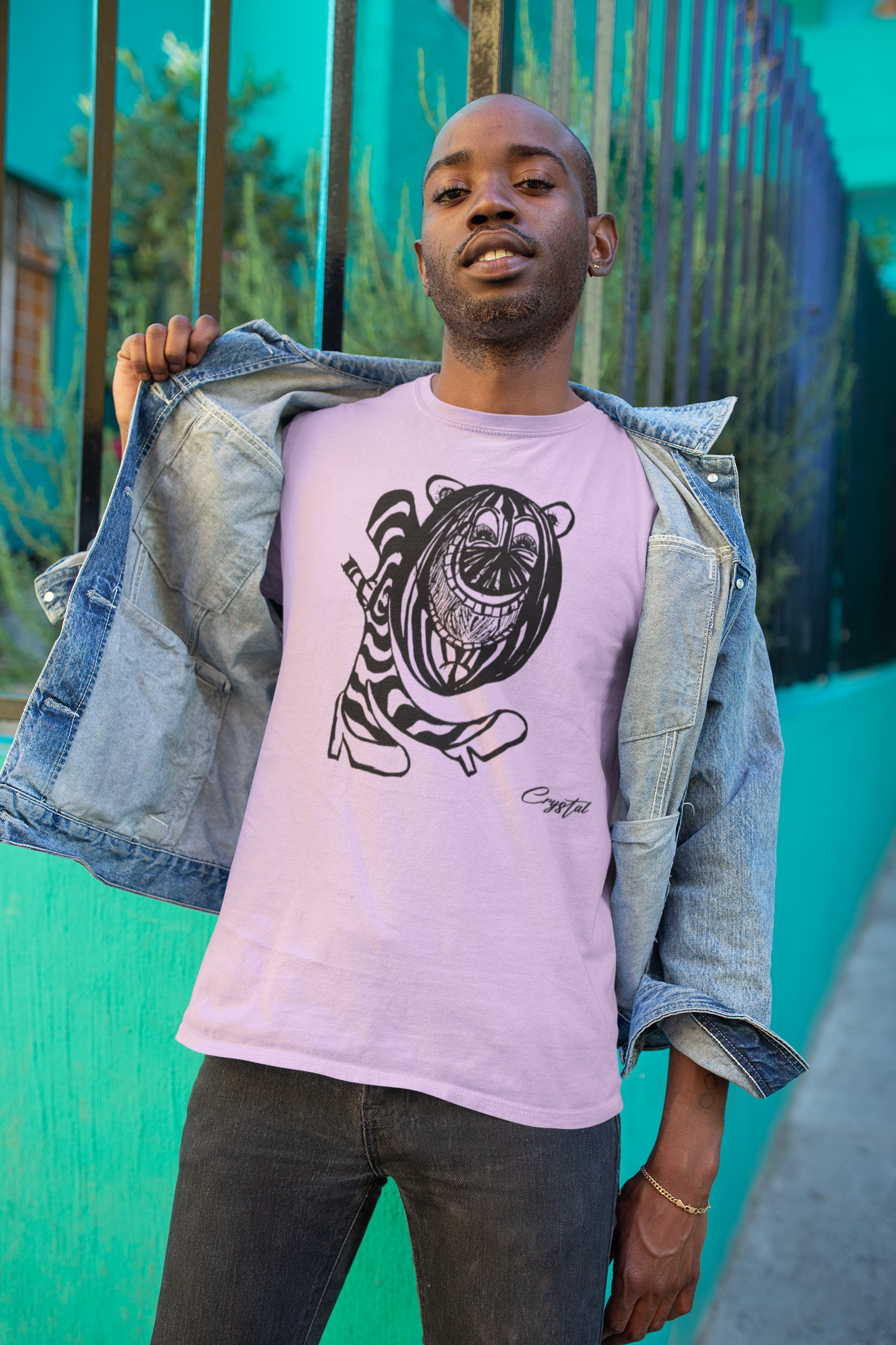 LGBTQ-Inspired Abstract Drawing of Genderless Watermellon Cat or BearInspired Character In High Heeled Shoes - Cute & Creepy "Stay Weird" Cartoon Illustration Men's classic tee