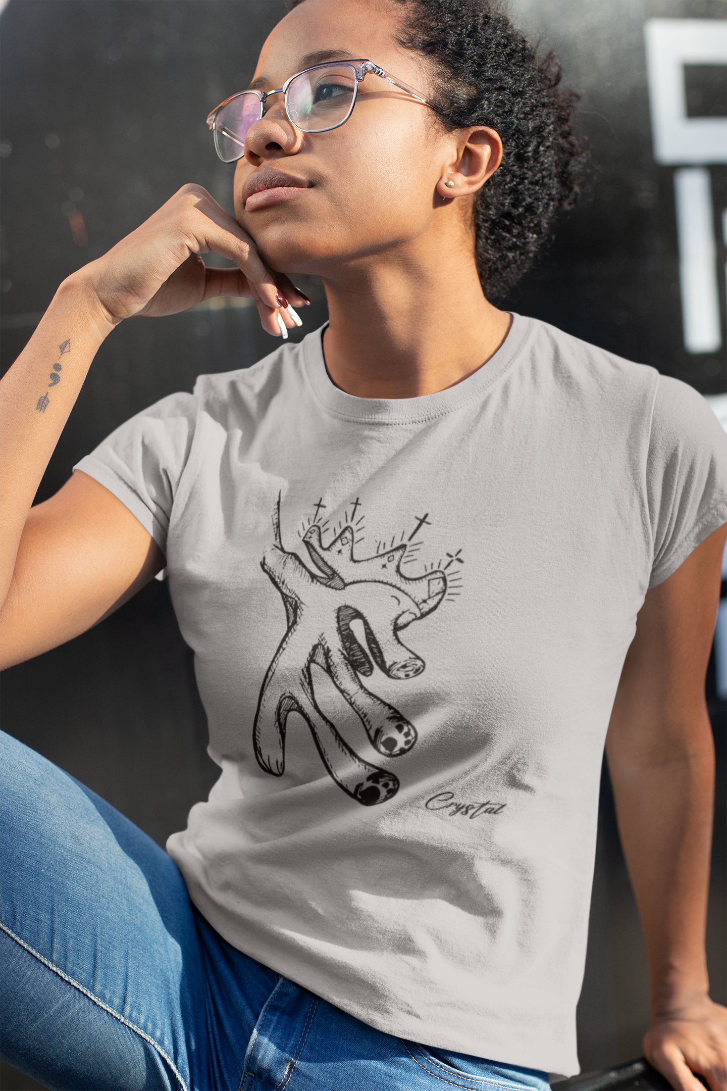 Happy "Pig" Dinosaur Dancing with Crown - Cute & Creepy "Stay Weird" Cartoon Illustration Women's short sleeve t-shirt