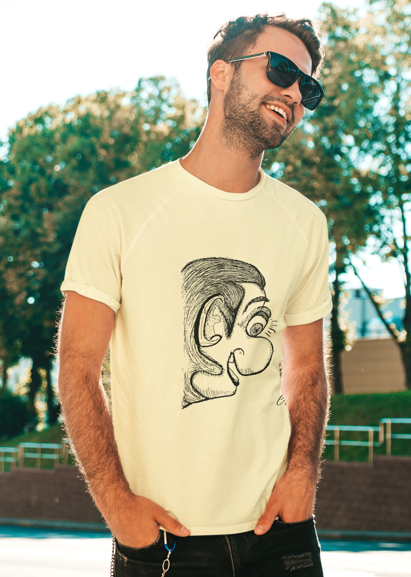Genderless Person With Big Ear & Big Nose - Cute & Creepy "Stay Weird" Cartoon Illustration Men's classic tee