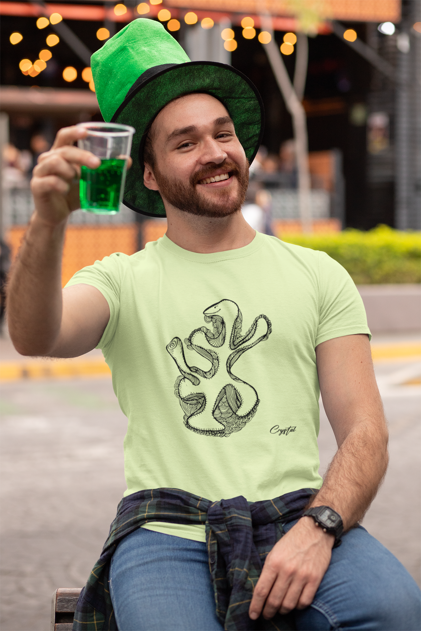 Abstract Drawing of Dinosaur Dancing - Cute & Creepy "Stay Weird" Cartoon Illustration Men's classic tee