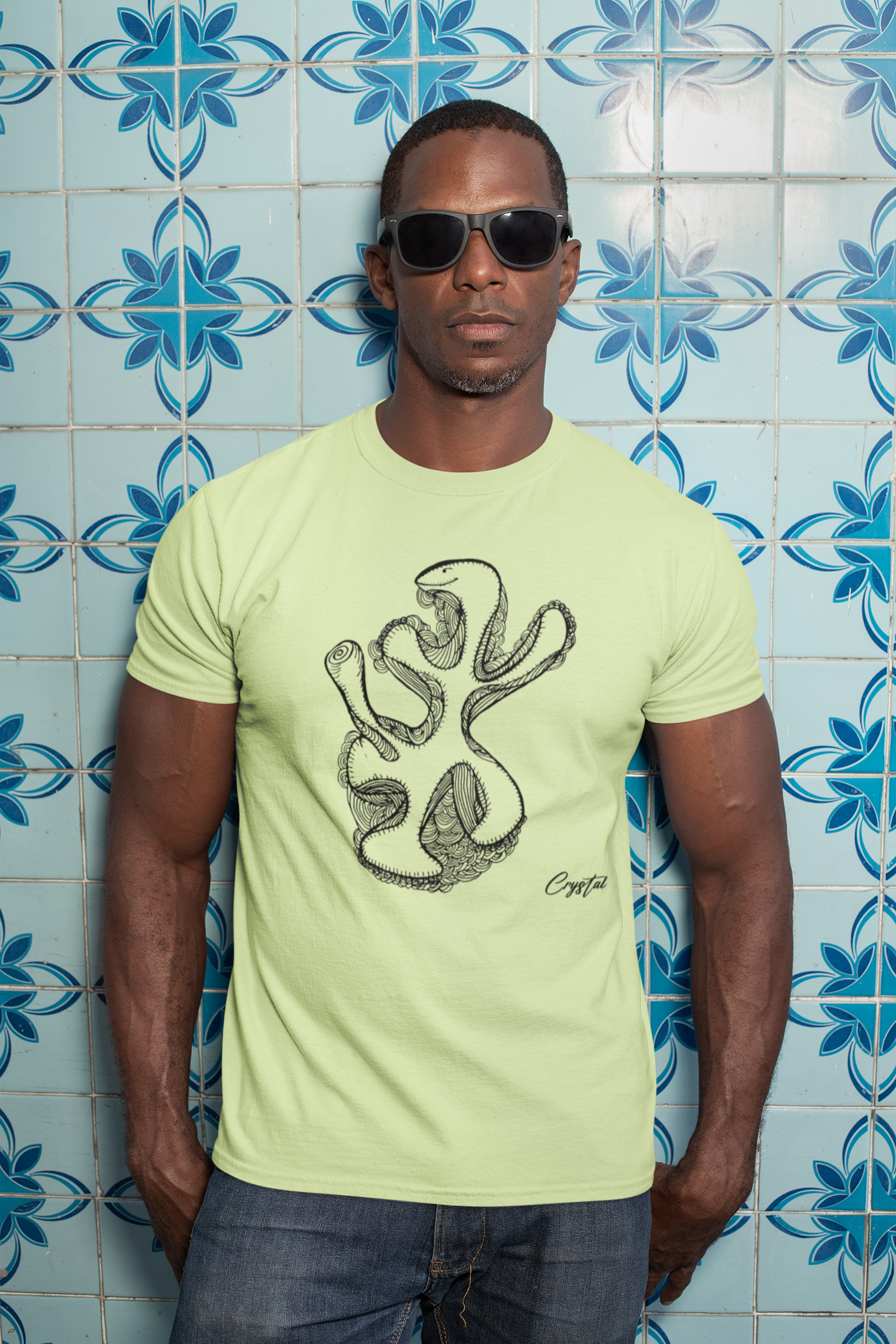 Abstract Drawing of Dinosaur Dancing - Cute & Creepy "Stay Weird" Cartoon Illustration Men's classic tee