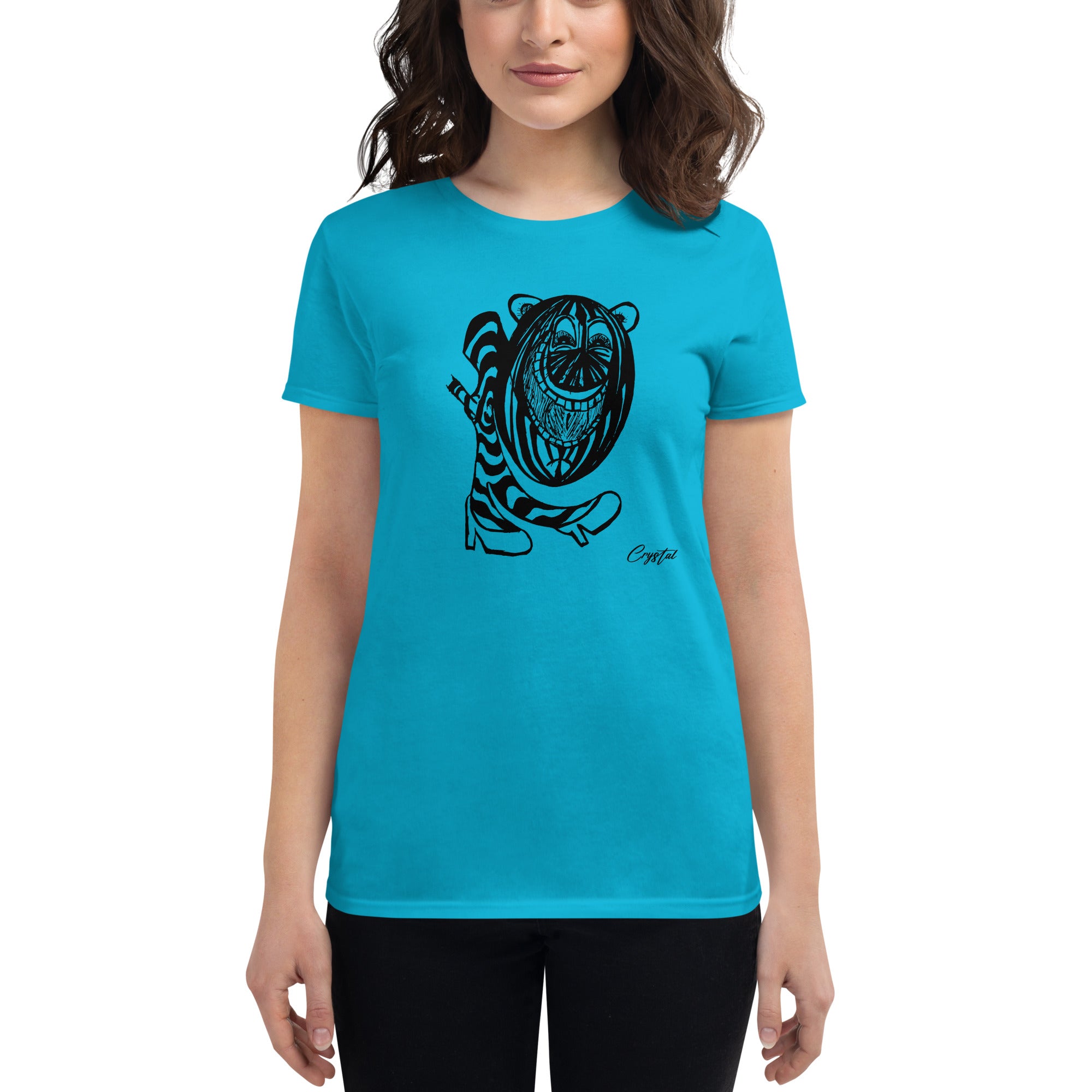 LGBTQ-Inspired Abstract Drawing of Genderless Watermellon Cat or BearInspired Character In High Heeled Shoes - Cute & Creepy "Stay Weird" Cartoon Illustration Women's short sleeve t-shirt