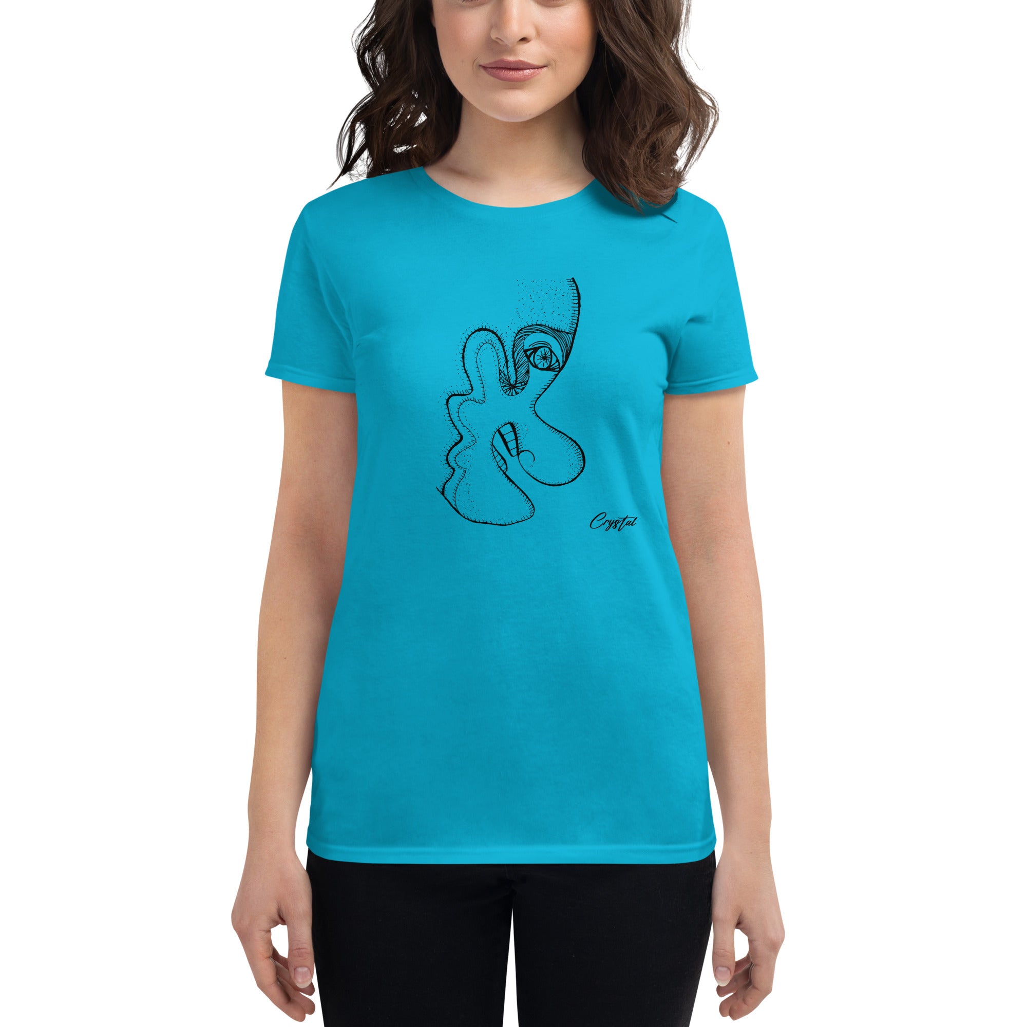 Older Man or Woman's Profile with Big Teeth and Big Nose - Cute & Creepy "Stay Weird" Cartoon Illustration Women's short sleeve t-shirt