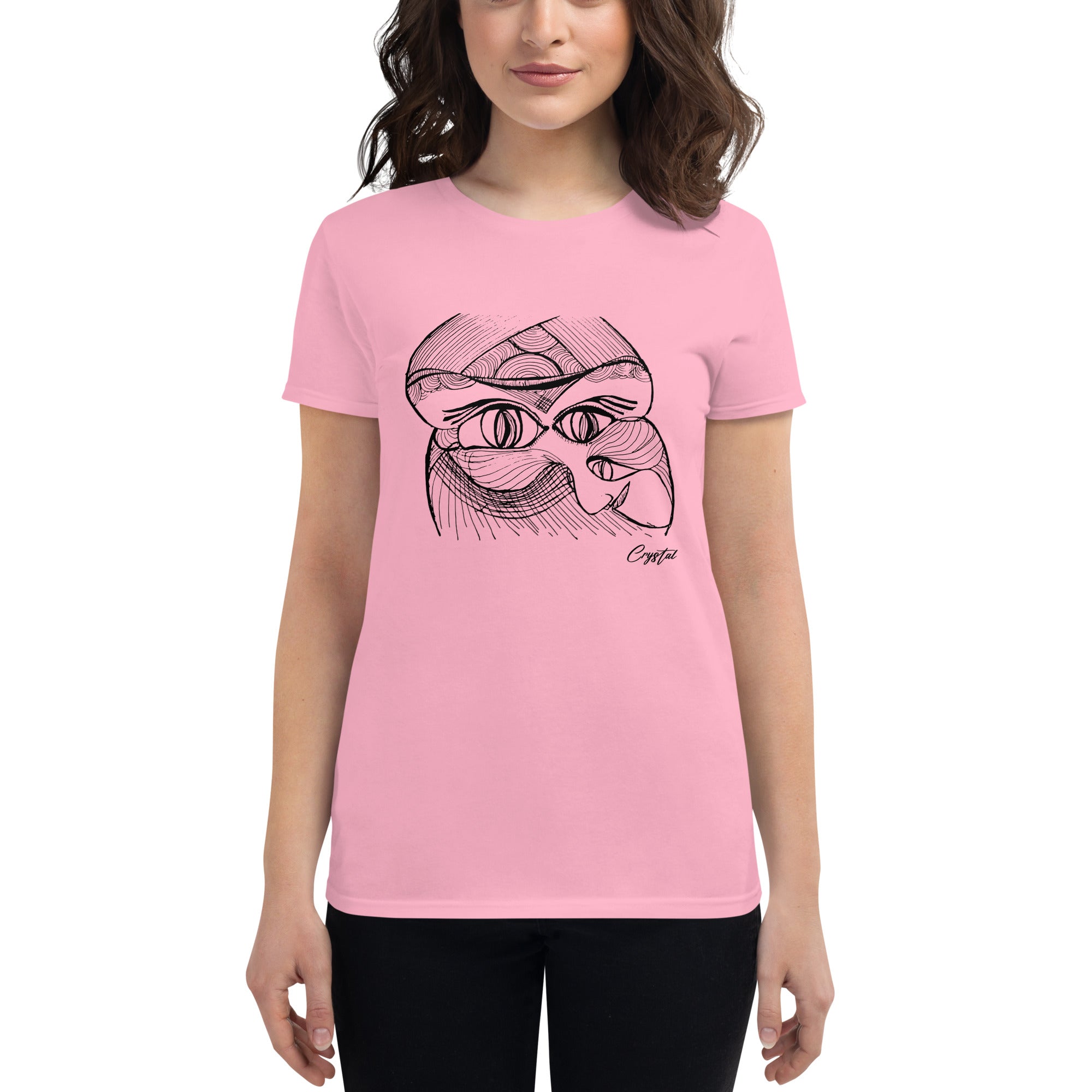 Genderless Face with Ornate Pattern and Four Eyes - Cute & Creepy "Stay Weird" Cartoon Illustration Women's short sleeve t-shirt