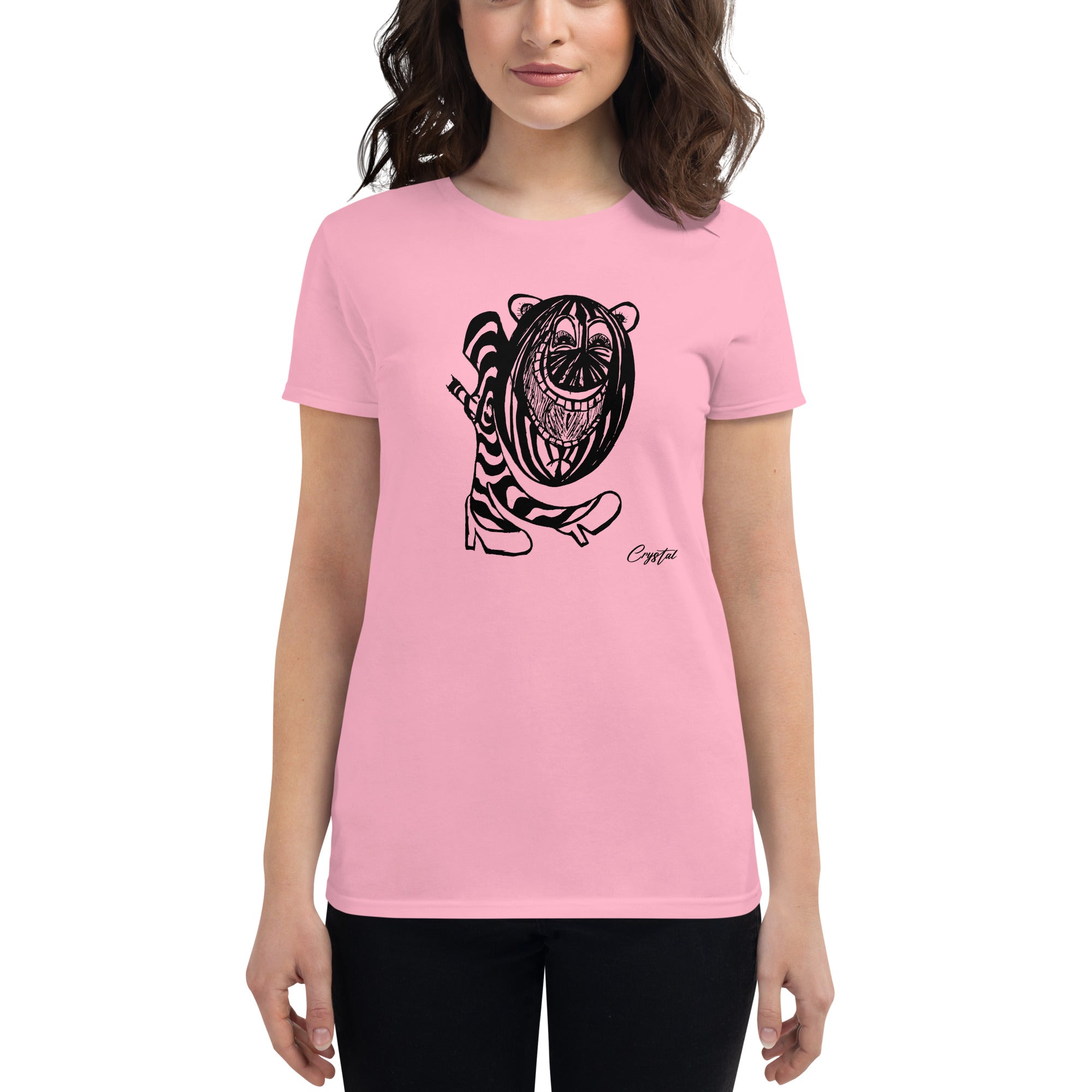 LGBTQ-Inspired Abstract Drawing of Genderless Watermellon Cat or BearInspired Character In High Heeled Shoes - Cute & Creepy "Stay Weird" Cartoon Illustration Women's short sleeve t-shirt