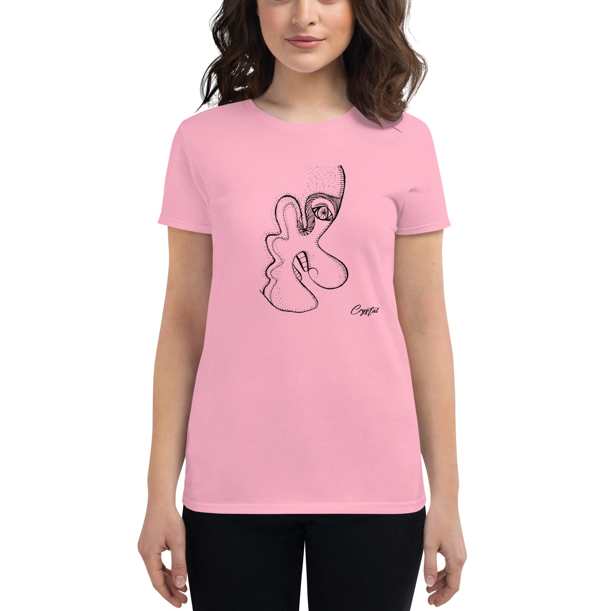 Older Man or Woman's Profile with Big Teeth and Big Nose - Cute & Creepy "Stay Weird" Cartoon Illustration Women's short sleeve t-shirt
