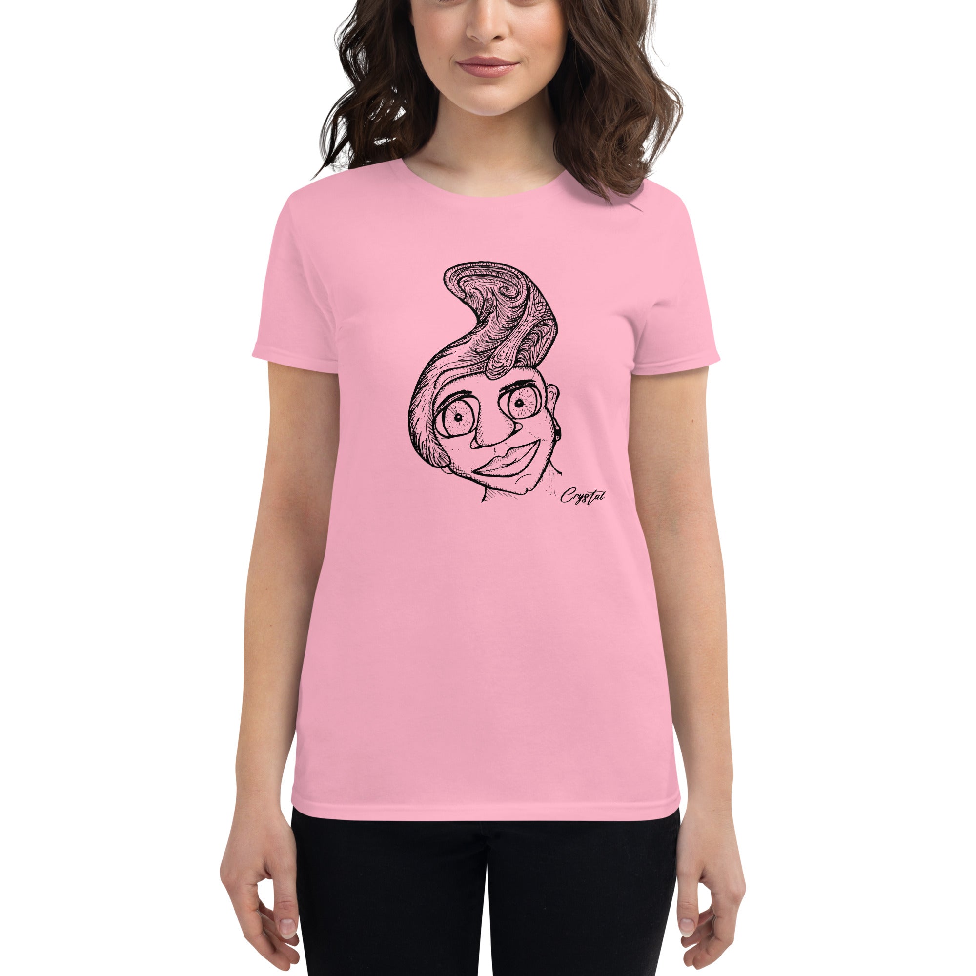 Genderless Person with Great Hair and Big Eyes - Cute & Creepy "Stay Weird" Cartoon Illustration Women's short sleeve t-shirt