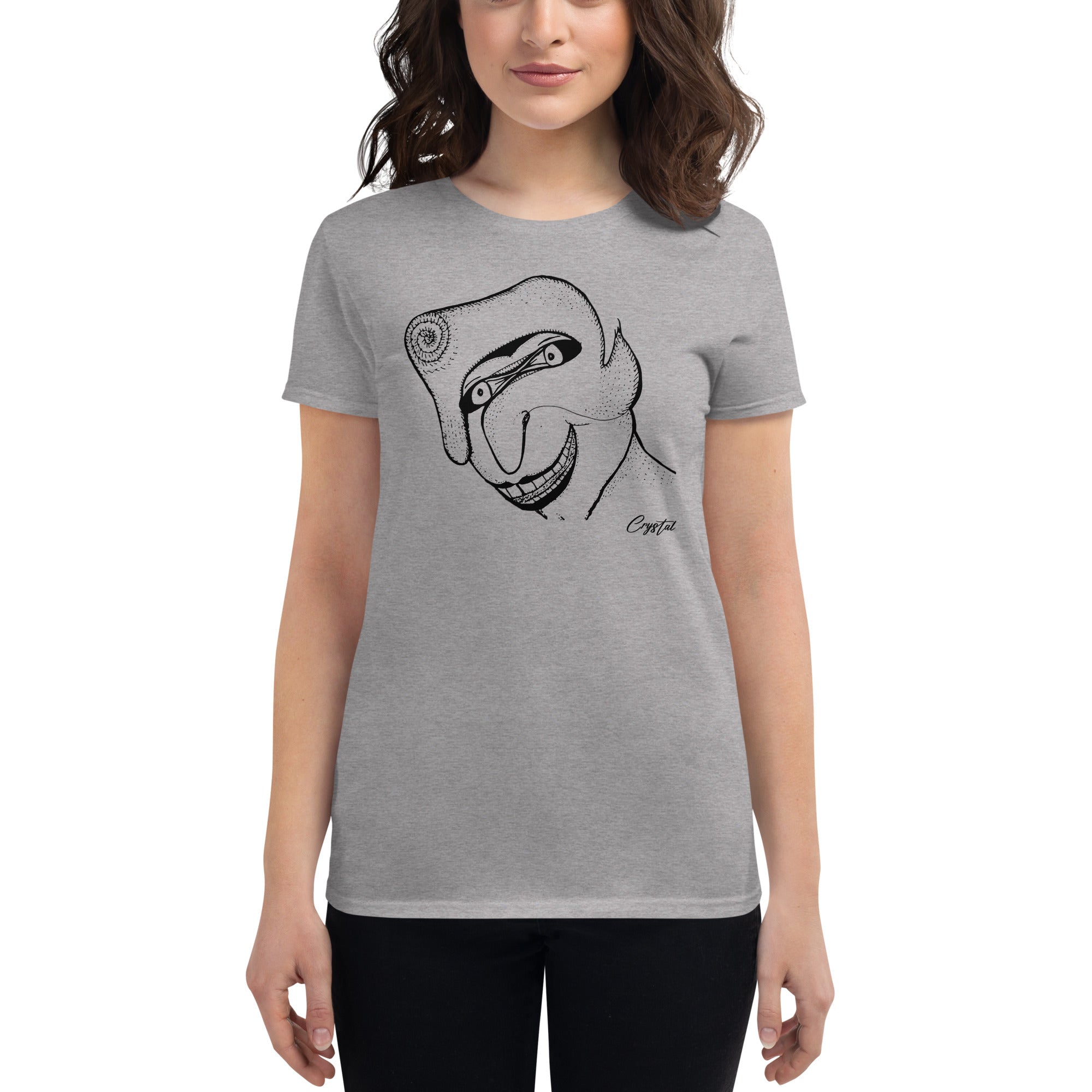 Genderless Face With Mask, Big Hair, Big Teeth & Cleft Chin - Cute & Creepy "Stay Weird" Cartoon Illustration Women's short sleeve t-shirt